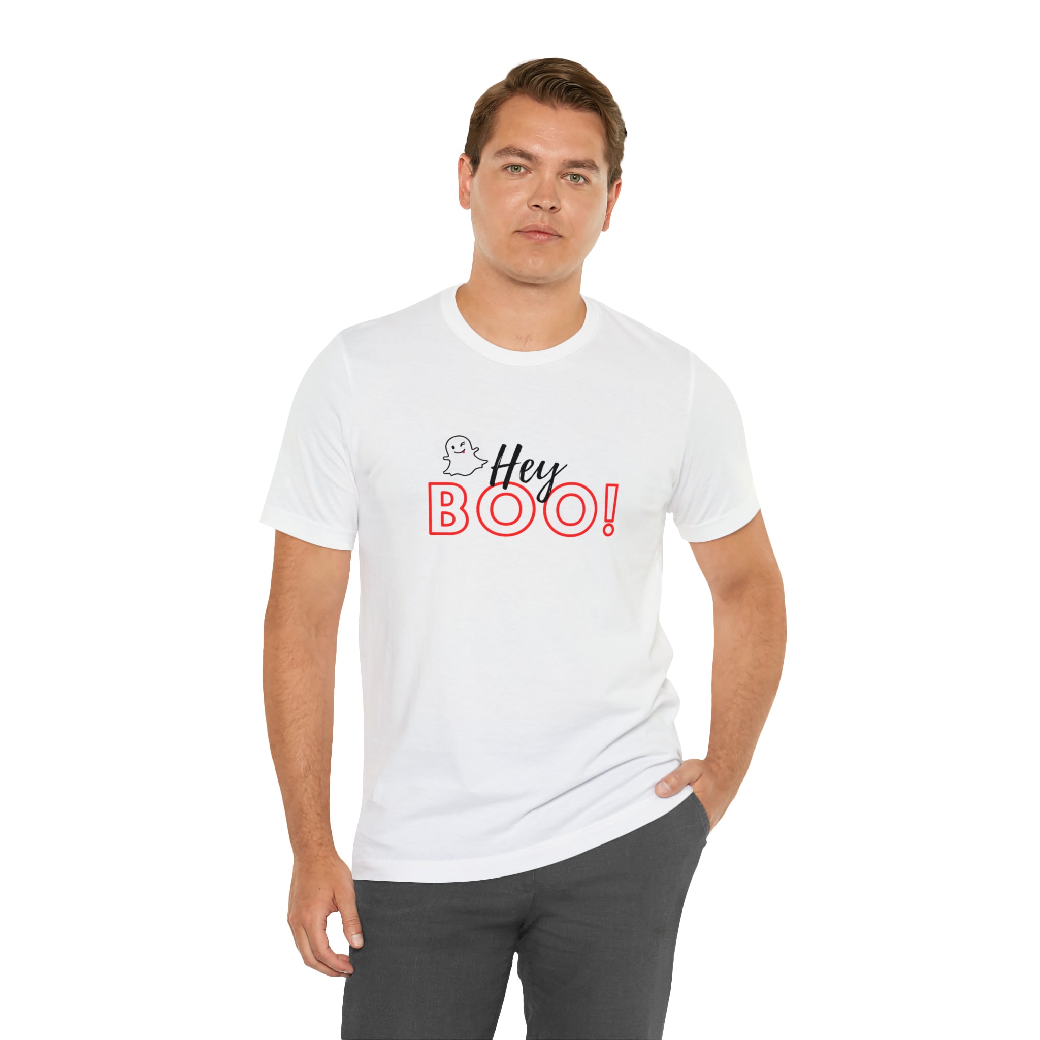 Hey Boo! Halloween Unisex Jersey Short Sleeve Tee