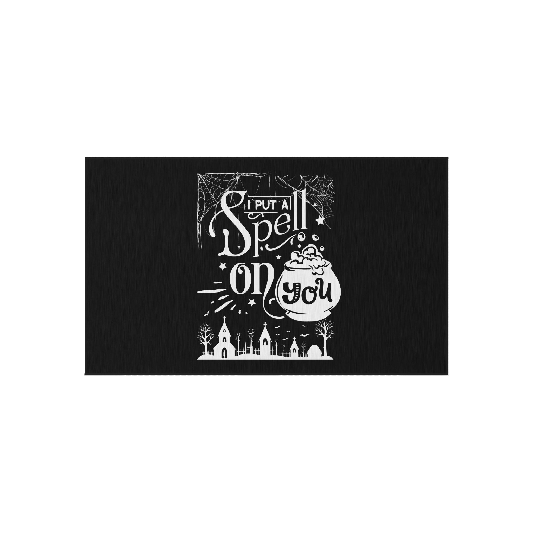 I Put a Spell on You Halloween Outdoor Rug - Spooky Chic Patio Decor - Perfect Fall Flooring Accessory
