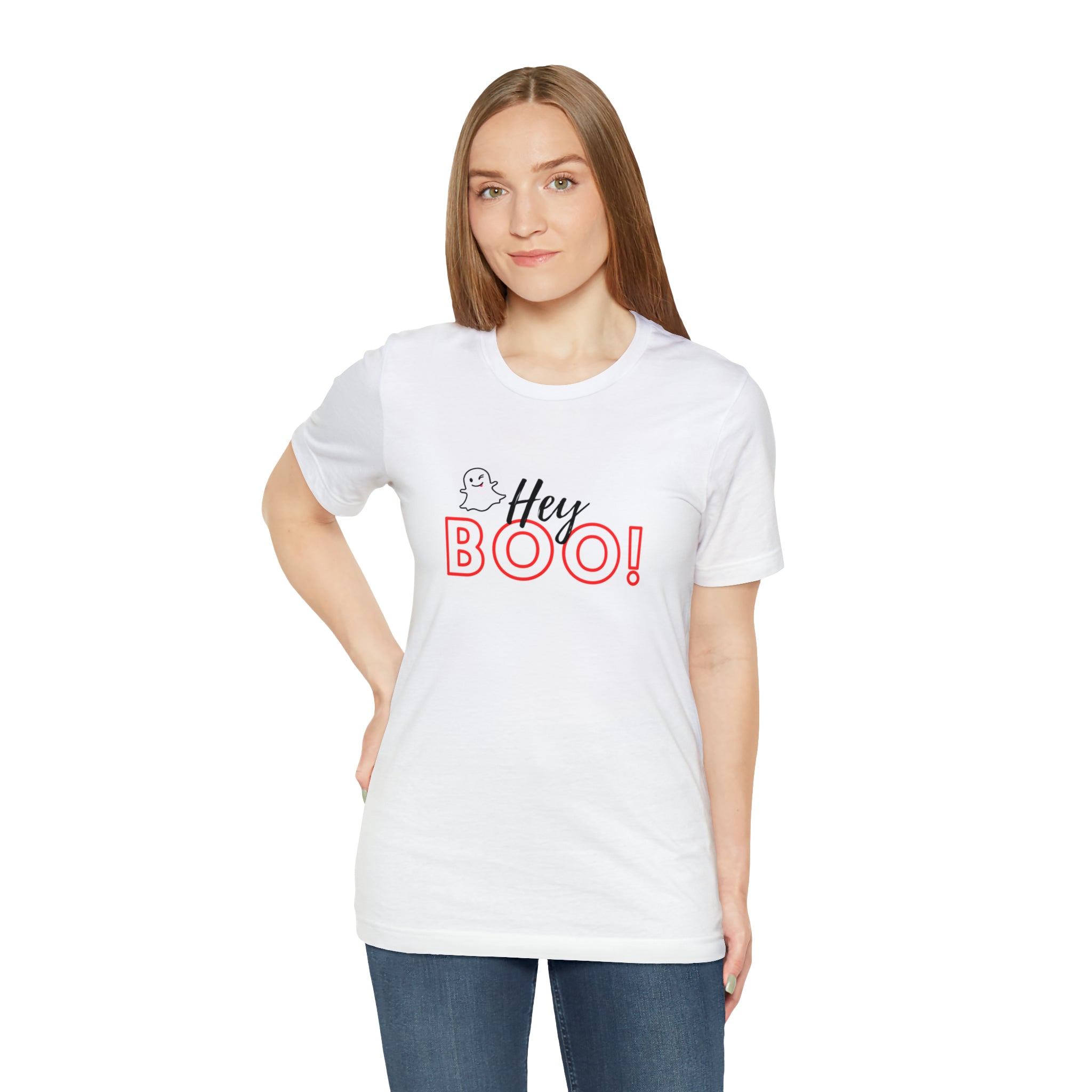 Hey Boo! Halloween Unisex Jersey Short Sleeve Tee