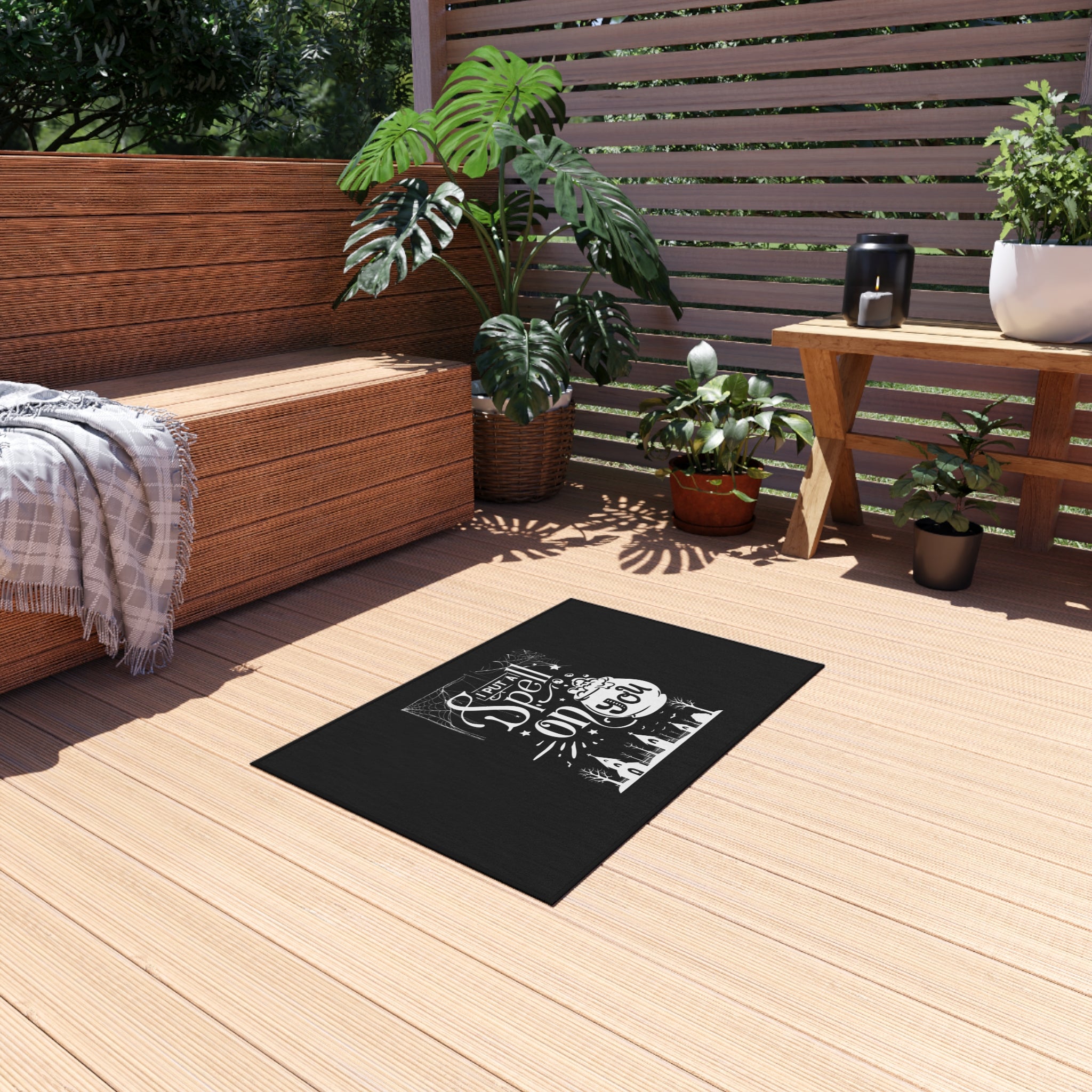 I Put a Spell on You Halloween Outdoor Rug - Spooky Chic Patio Decor - Perfect Fall Flooring Accessory
