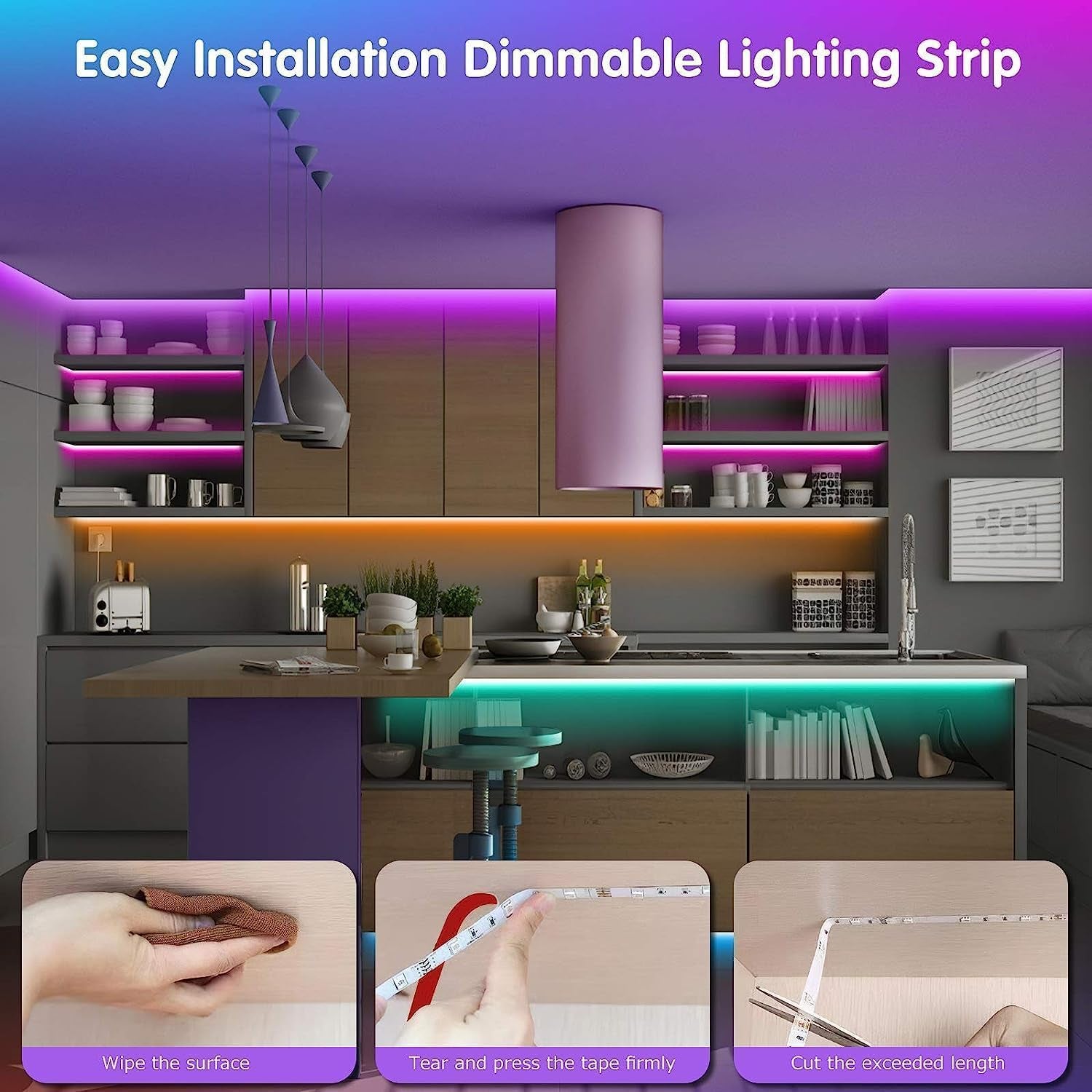 100Ft LED Strip Lights with Music Sync