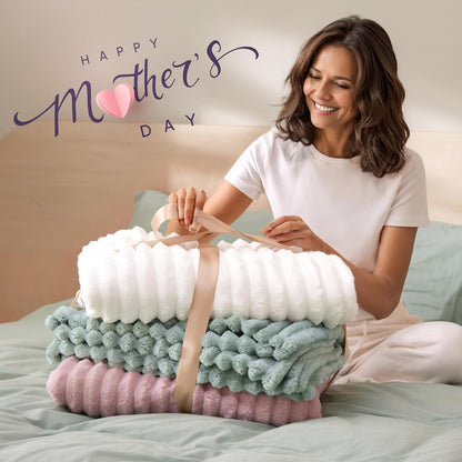 White Fleece Throw Blanket for Couch