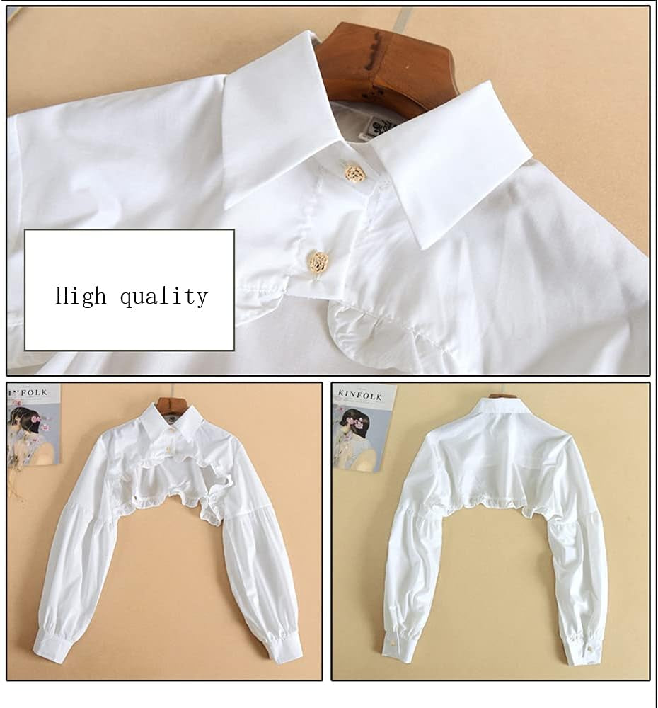 Detachable Dickey Collar Blouse – False Half Shirt, Long Sleeve Crop Top