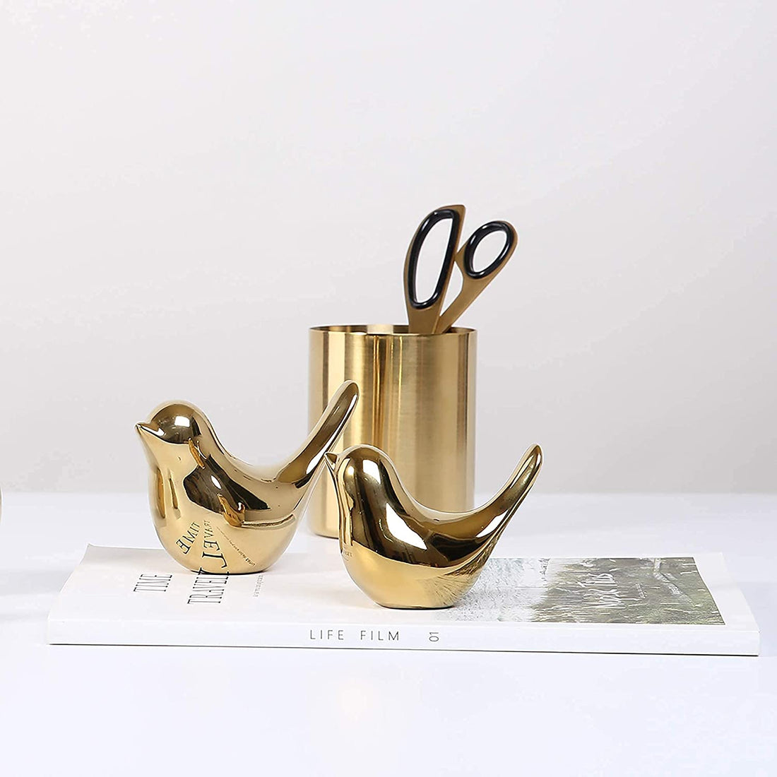 Modern Gold Bird Statues Home Decor