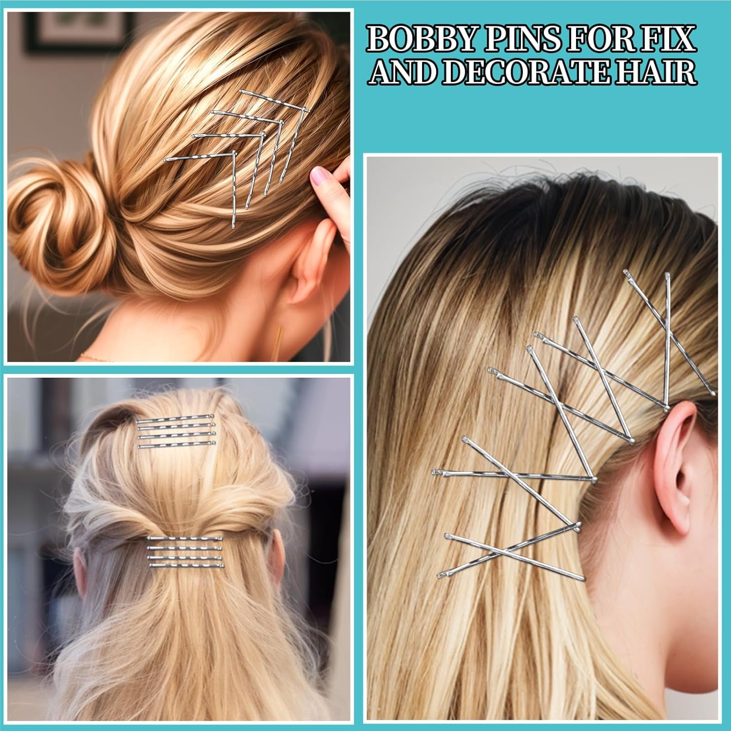 300PCS Silver Bobby Pins &amp; Hair Bands Kit