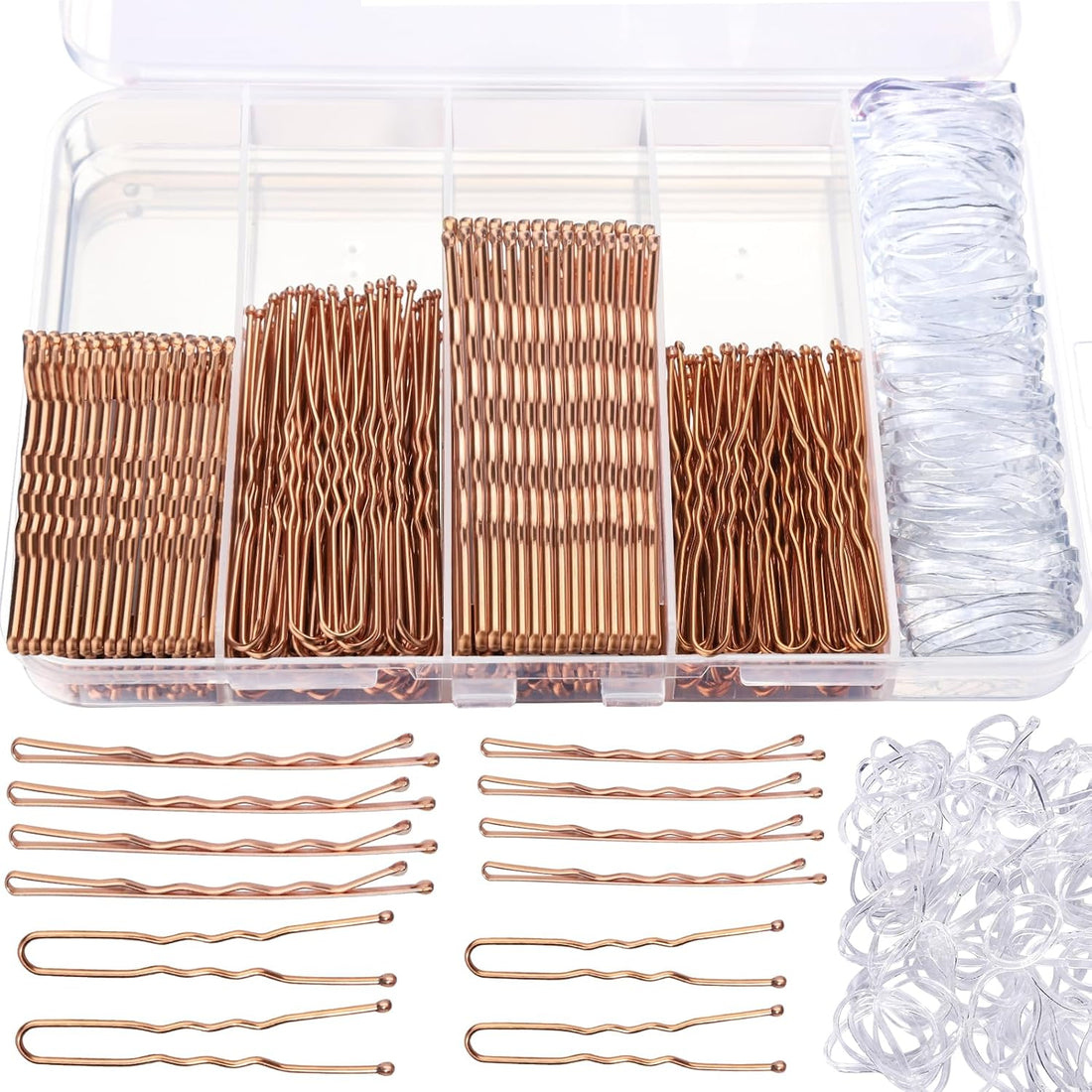 300PCS Rose Gold Bobby Pins &amp; Hair Bands Kit