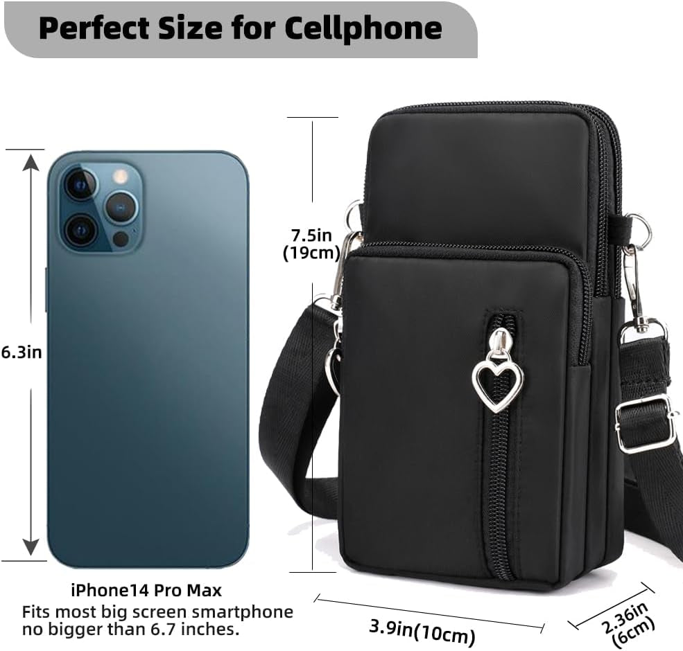 Small Nylon Crossbody Bag for Women – Mini Phone Purse with Wallet