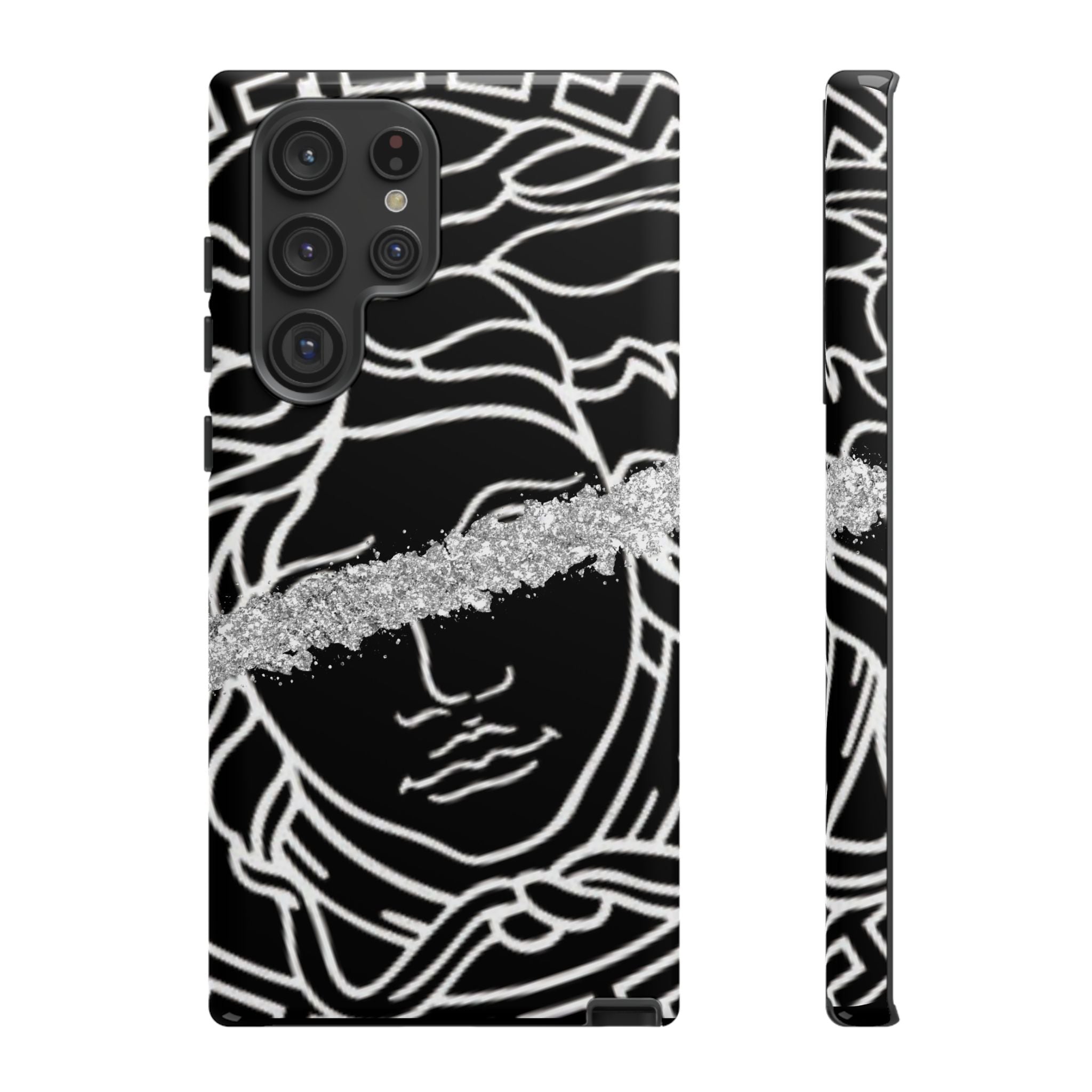 Luxury Medusa Head Tough Black and Silver Phone Case