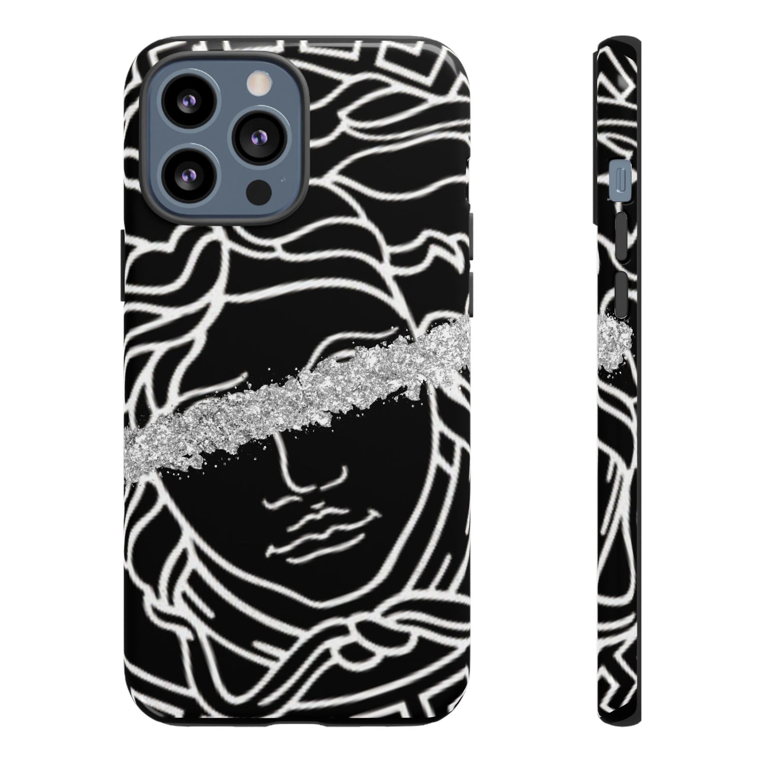 Luxury Medusa Head Tough Black and Silver Phone Case