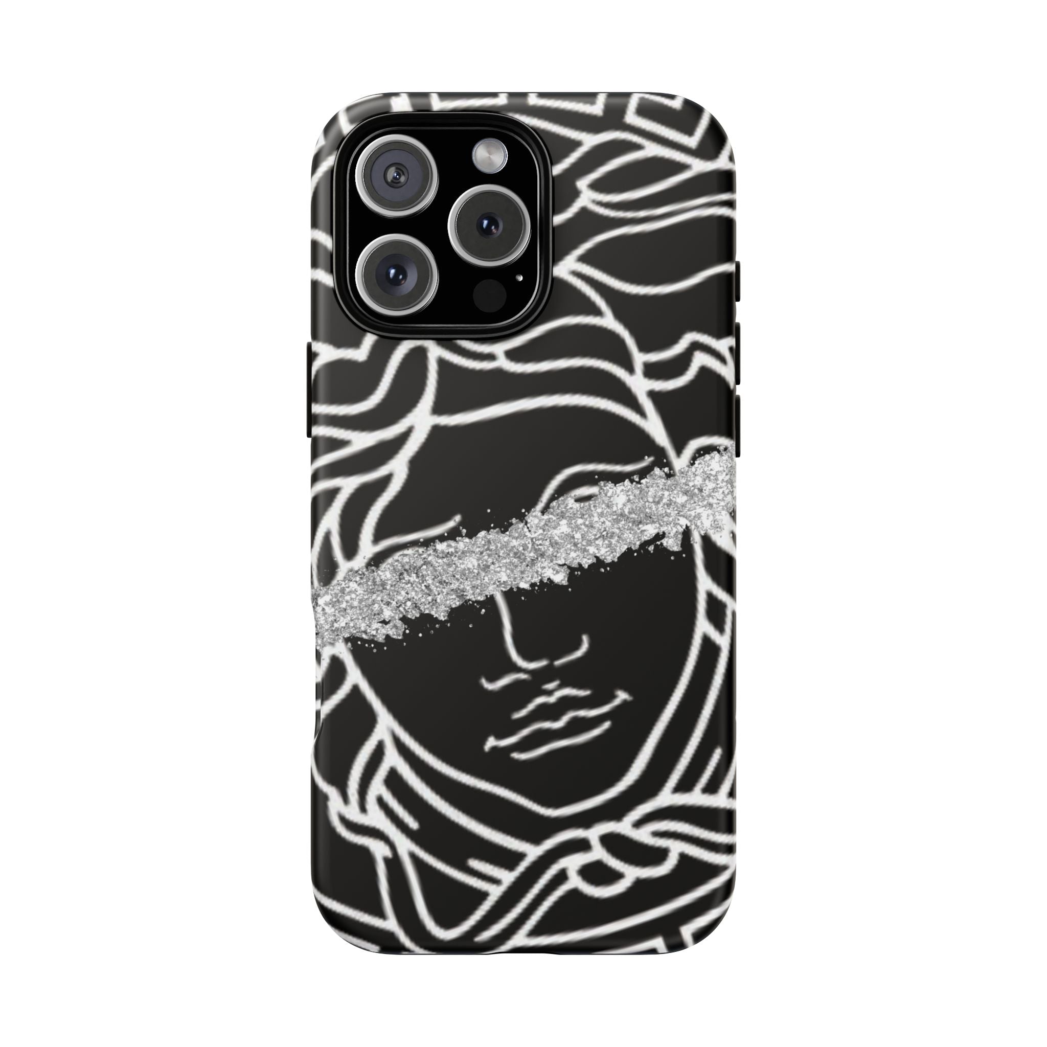 Luxury Medusa Head Tough Black and Silver Phone Case