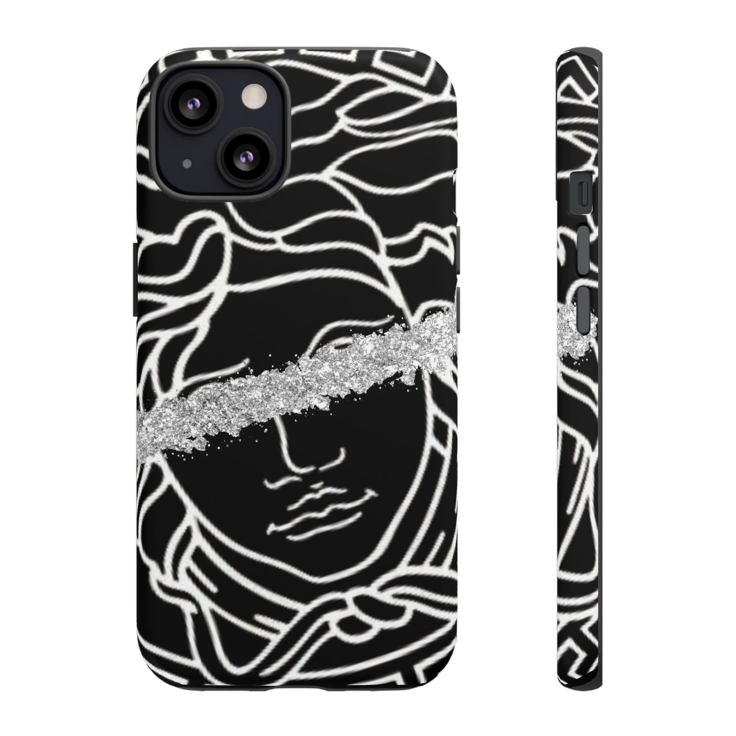 Luxury Medusa Head Tough Black and Silver Phone Case