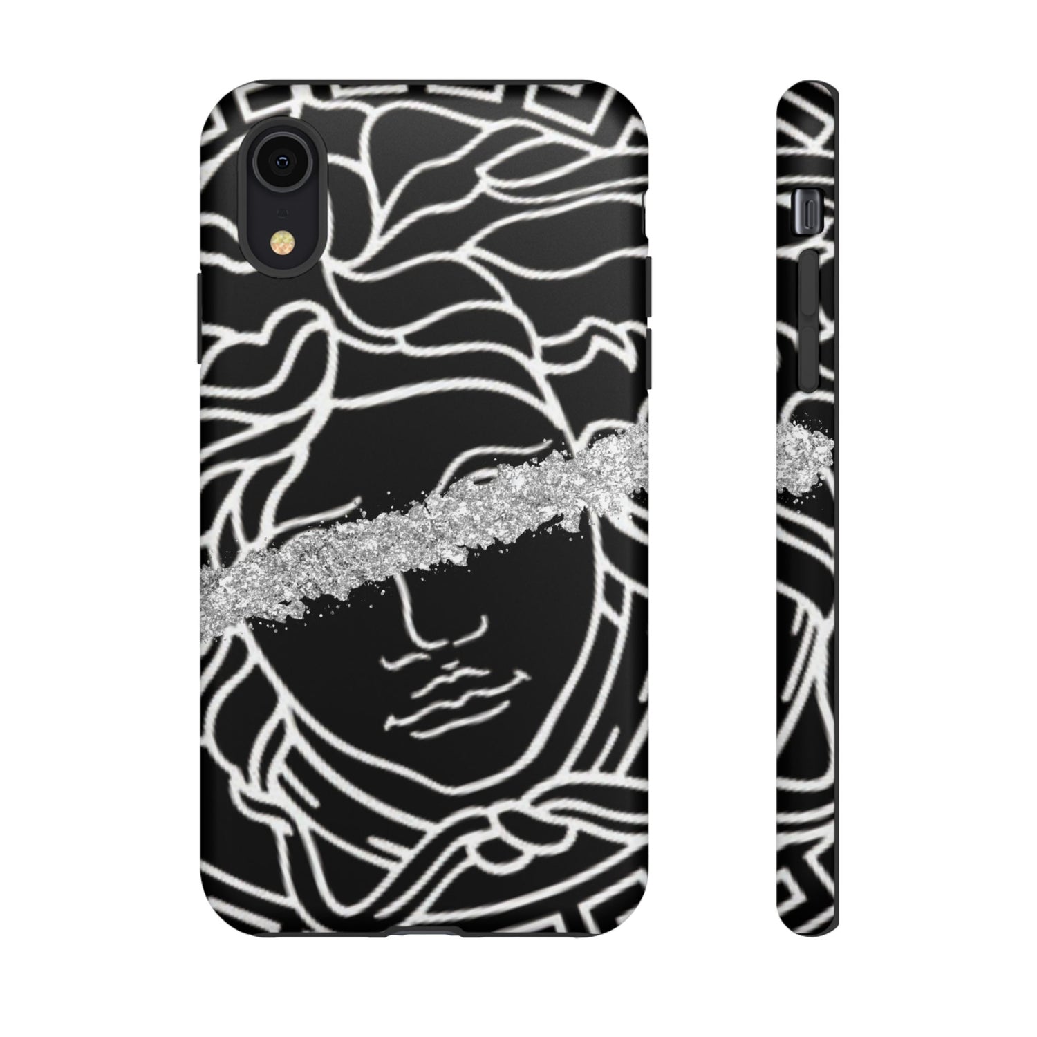 Luxury Medusa Head Tough Black and Silver Phone Case