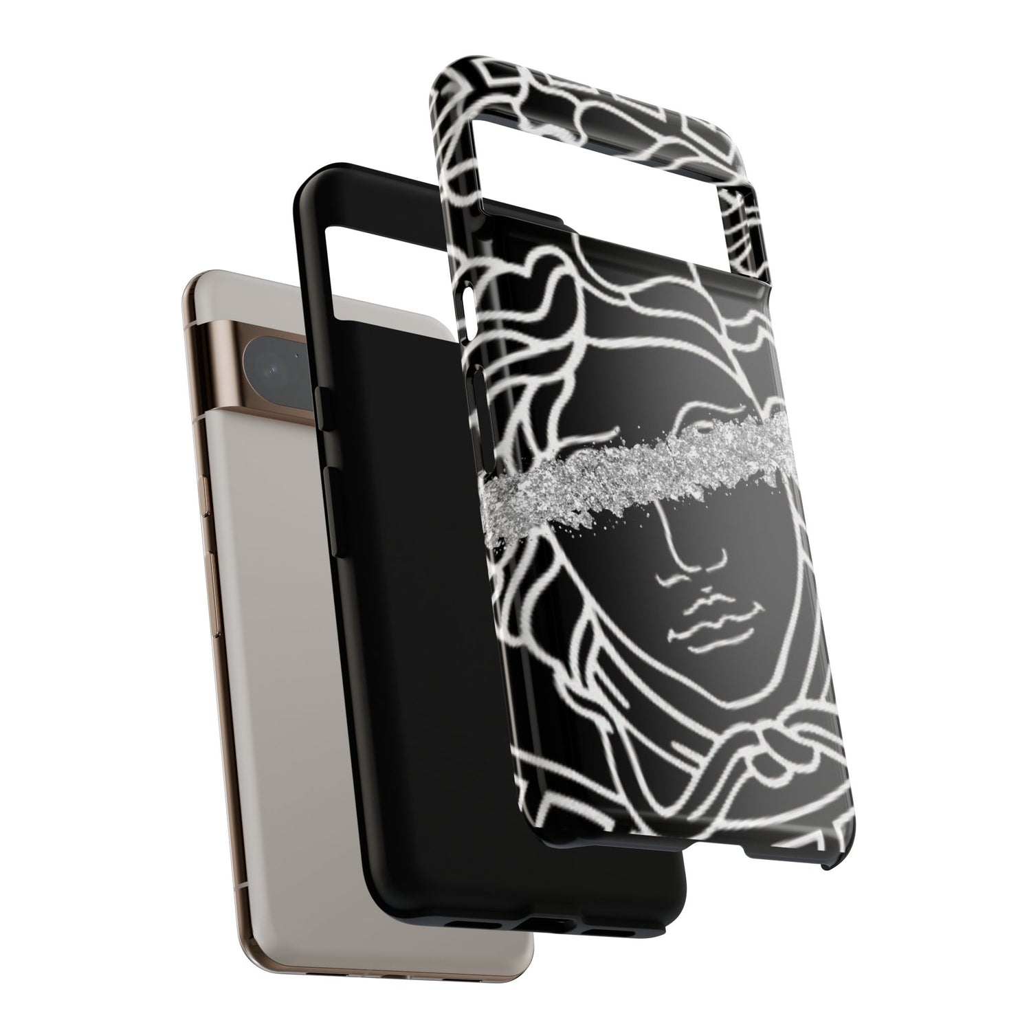 Luxury Medusa Head Tough Black and Silver Phone Case