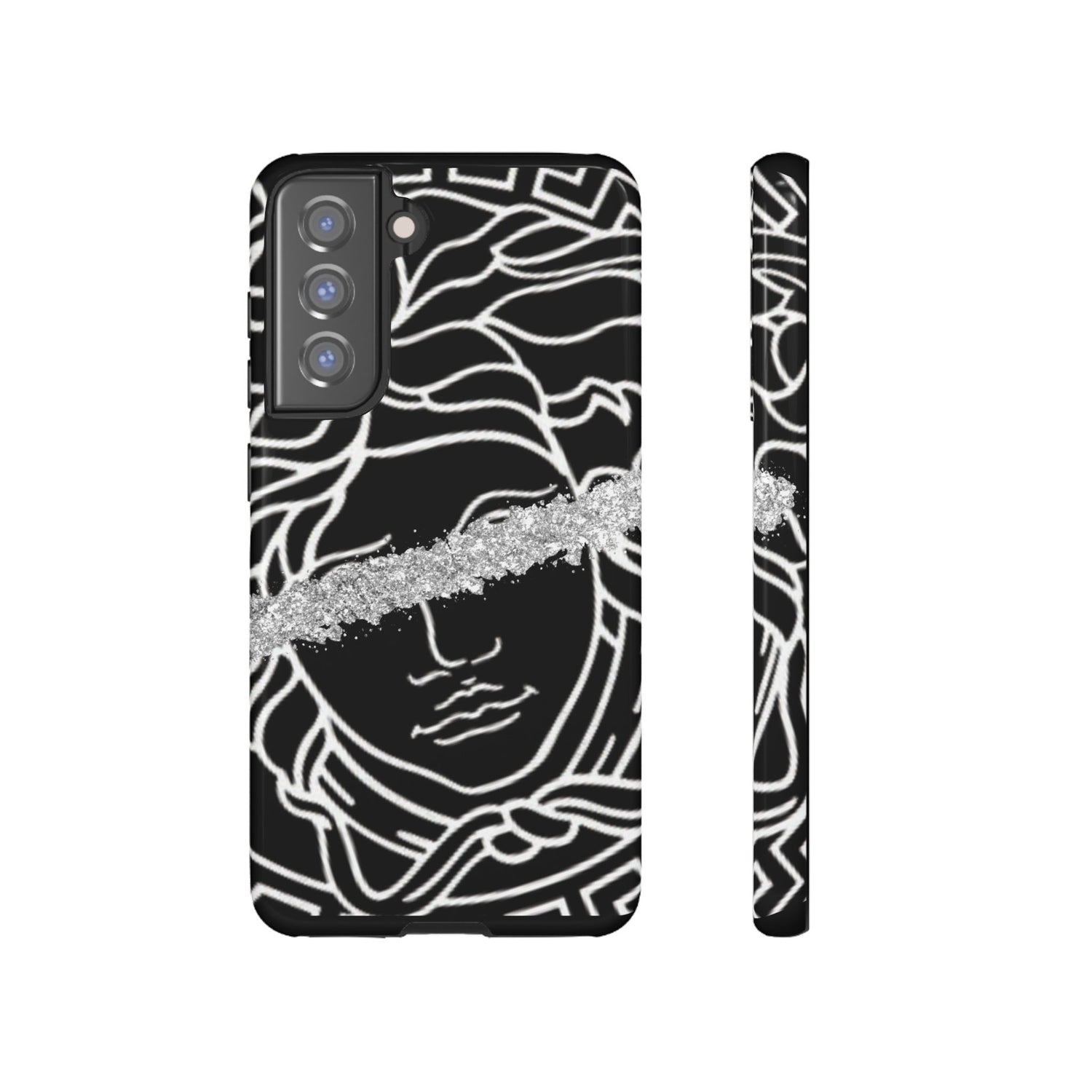 Luxury Medusa Head Tough Black and Silver Phone Case