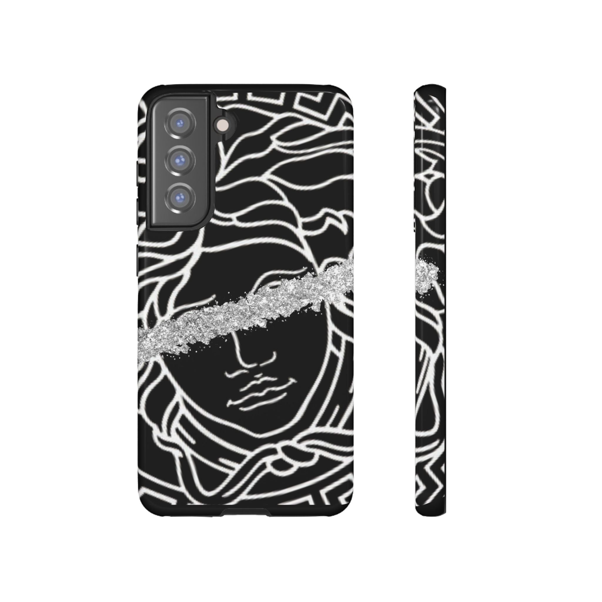 Luxury Medusa Head Tough Black and Silver Phone Case