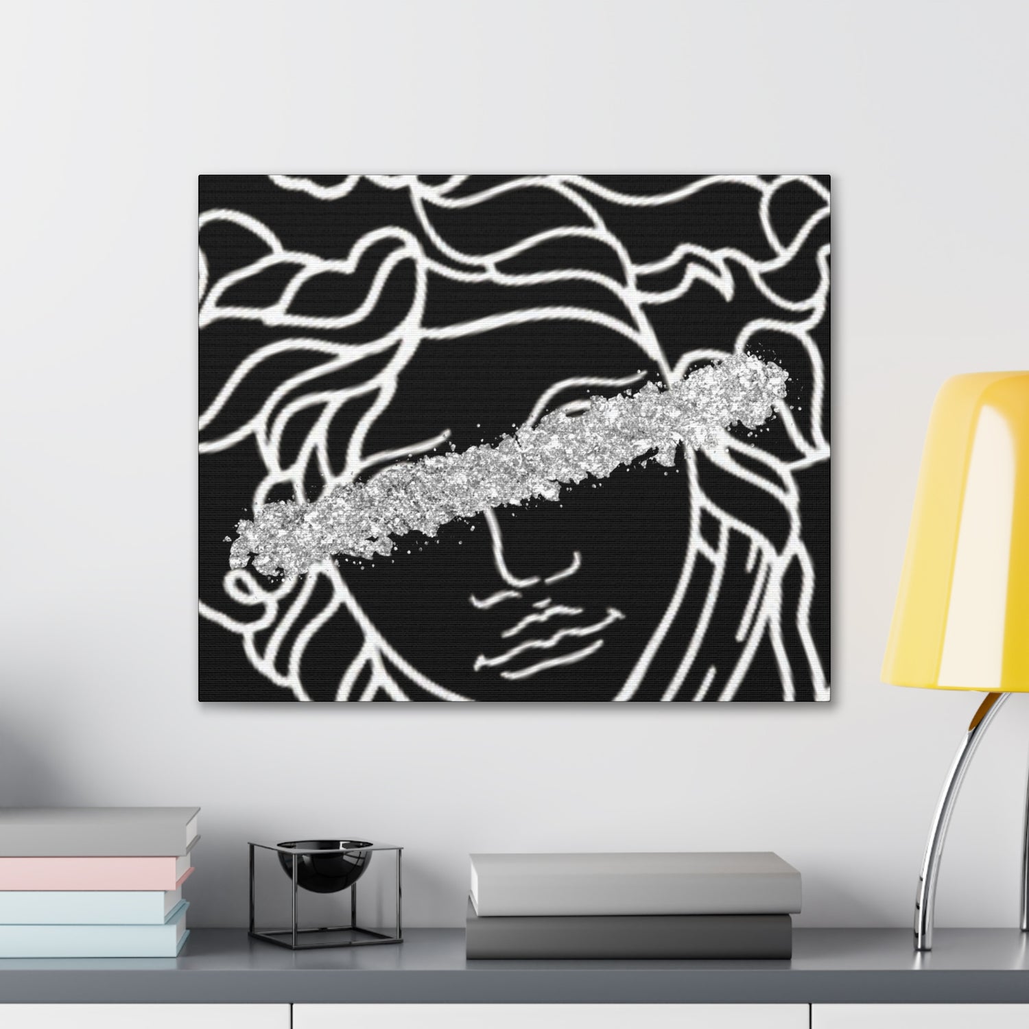 Medusa Head Luxury Black and Silver Canvas Wall Art