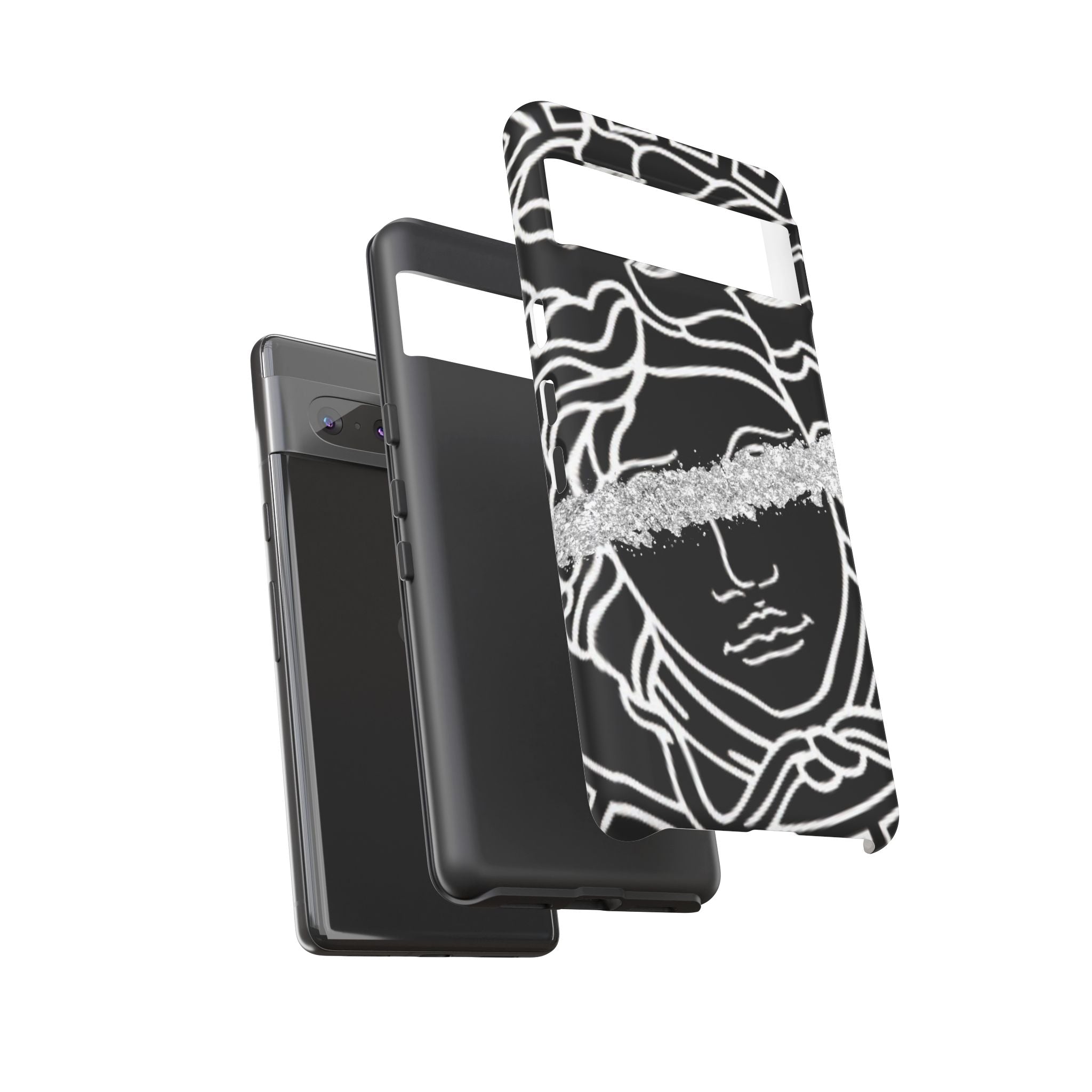 Luxury Medusa Head Tough Black and Silver Phone Case