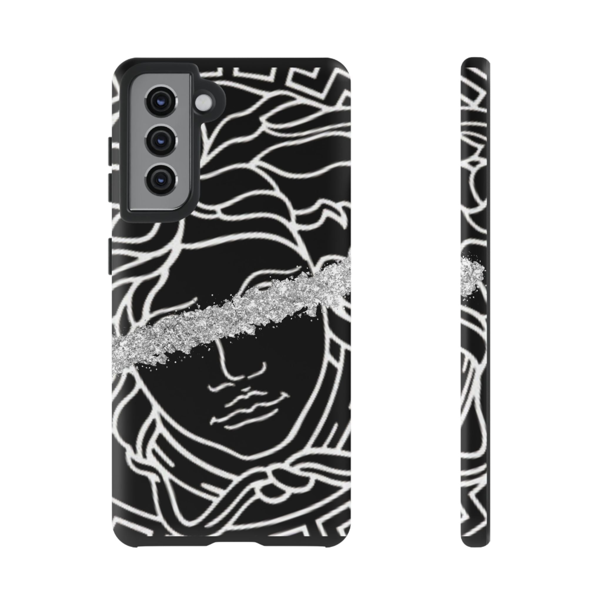 Luxury Medusa Head Tough Black and Silver Phone Case