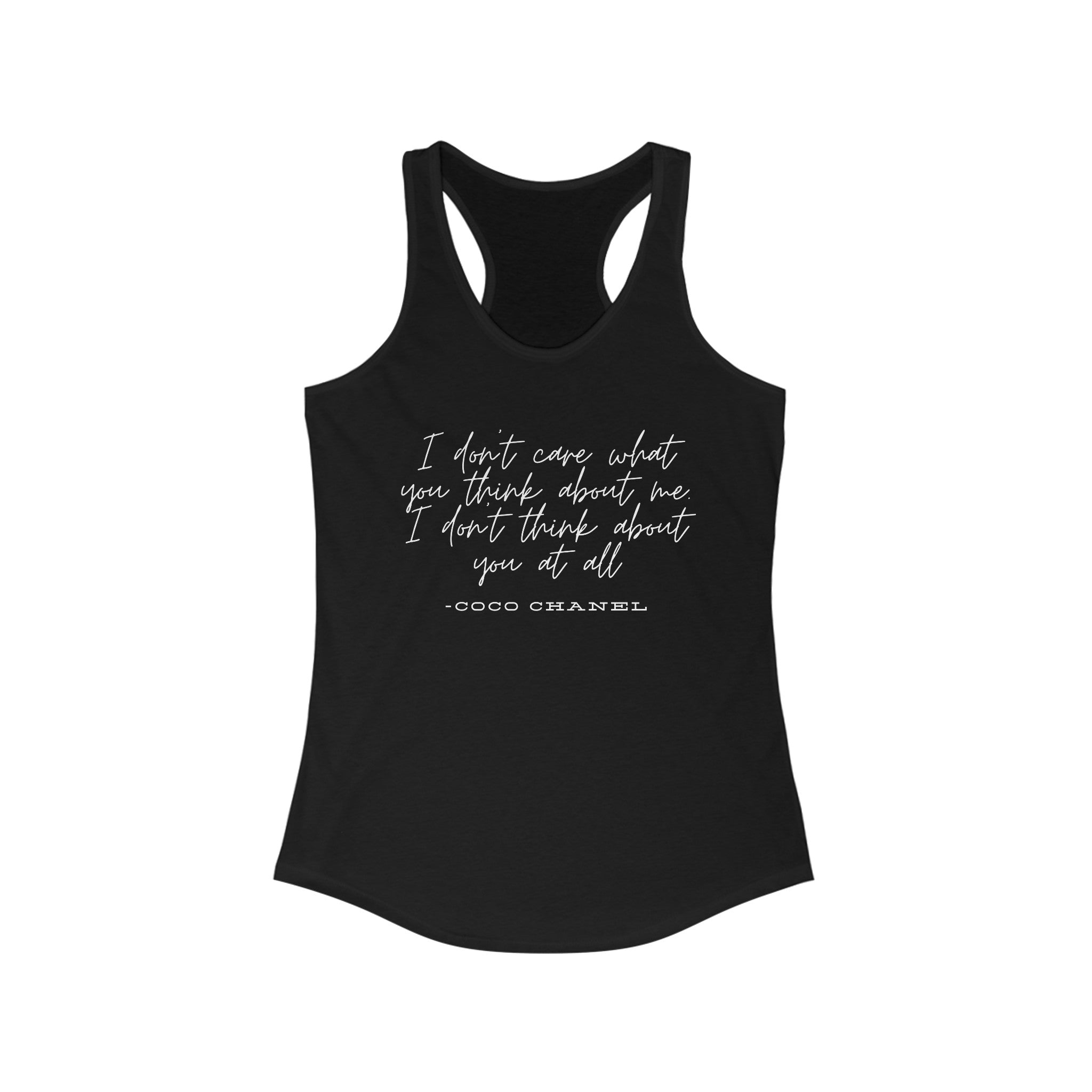 Luxury Coco Chanel Quote Tank, I Dont Care What You Think About Me I Dont Think About You At All Tank Top, Fashion Gift for Her