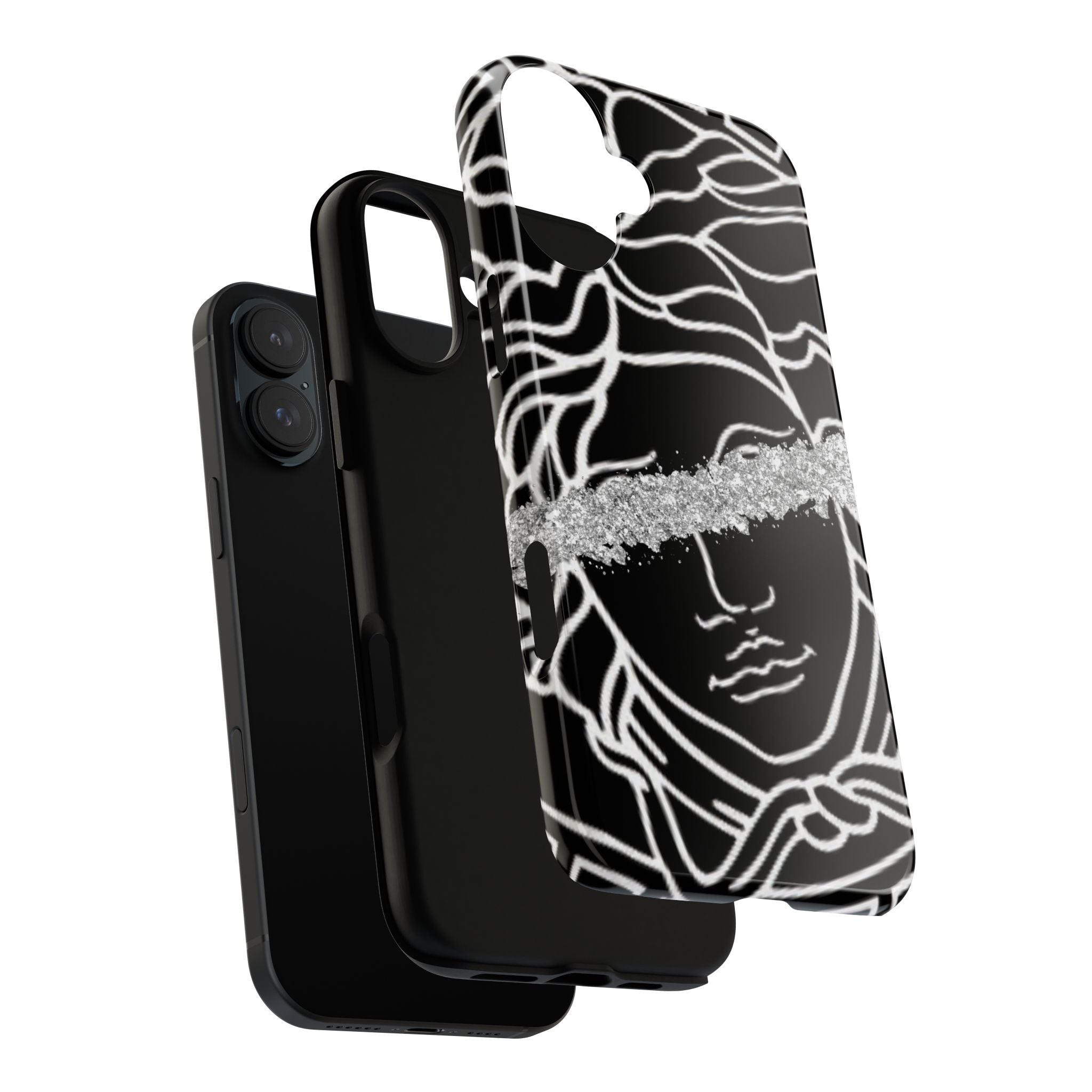 Luxury Medusa Head Tough Black and Silver Phone Case