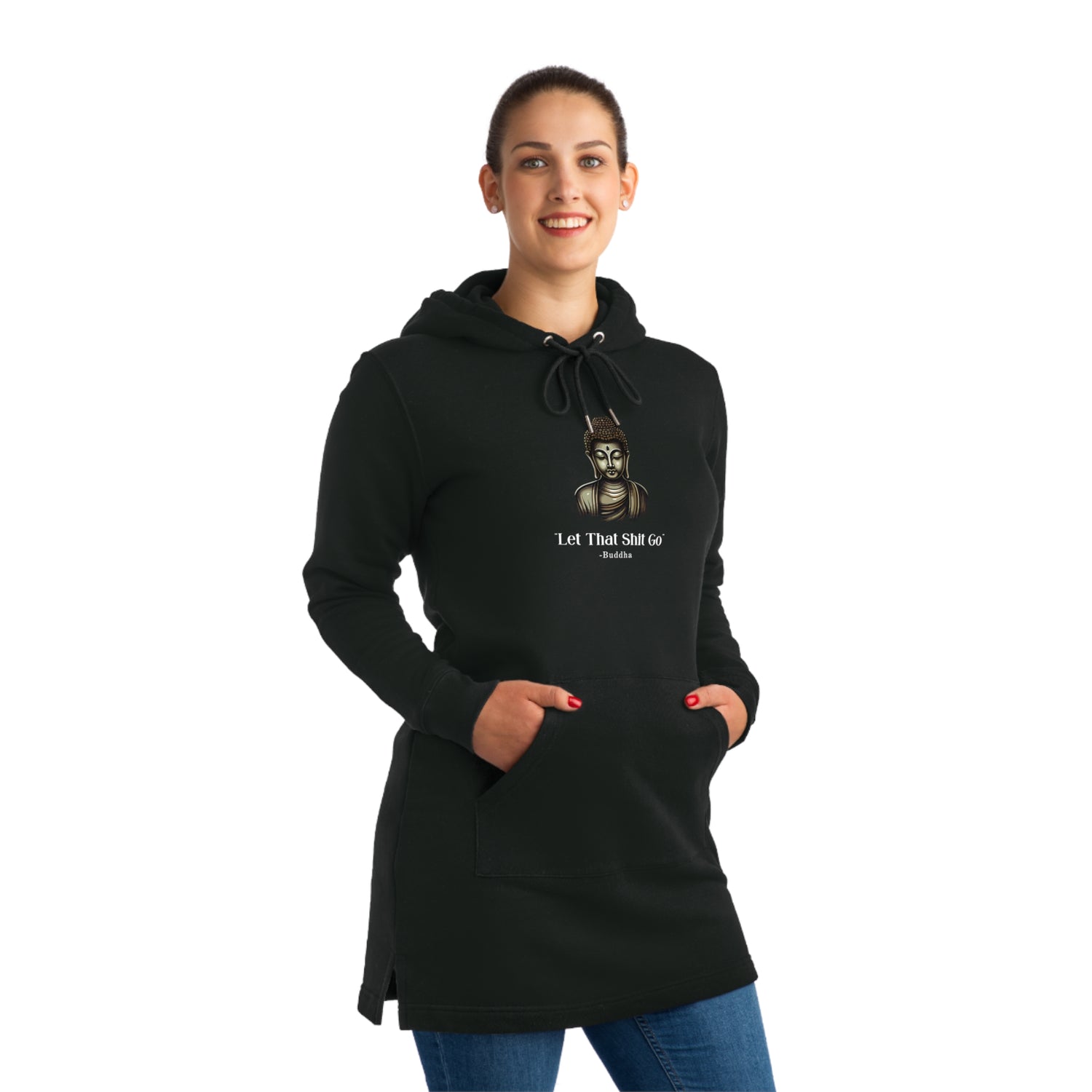 Let That Shit Go Hoodie Dress | Womens Casual Relaxation Dress | Comfy Stylish Stress-Free Wear