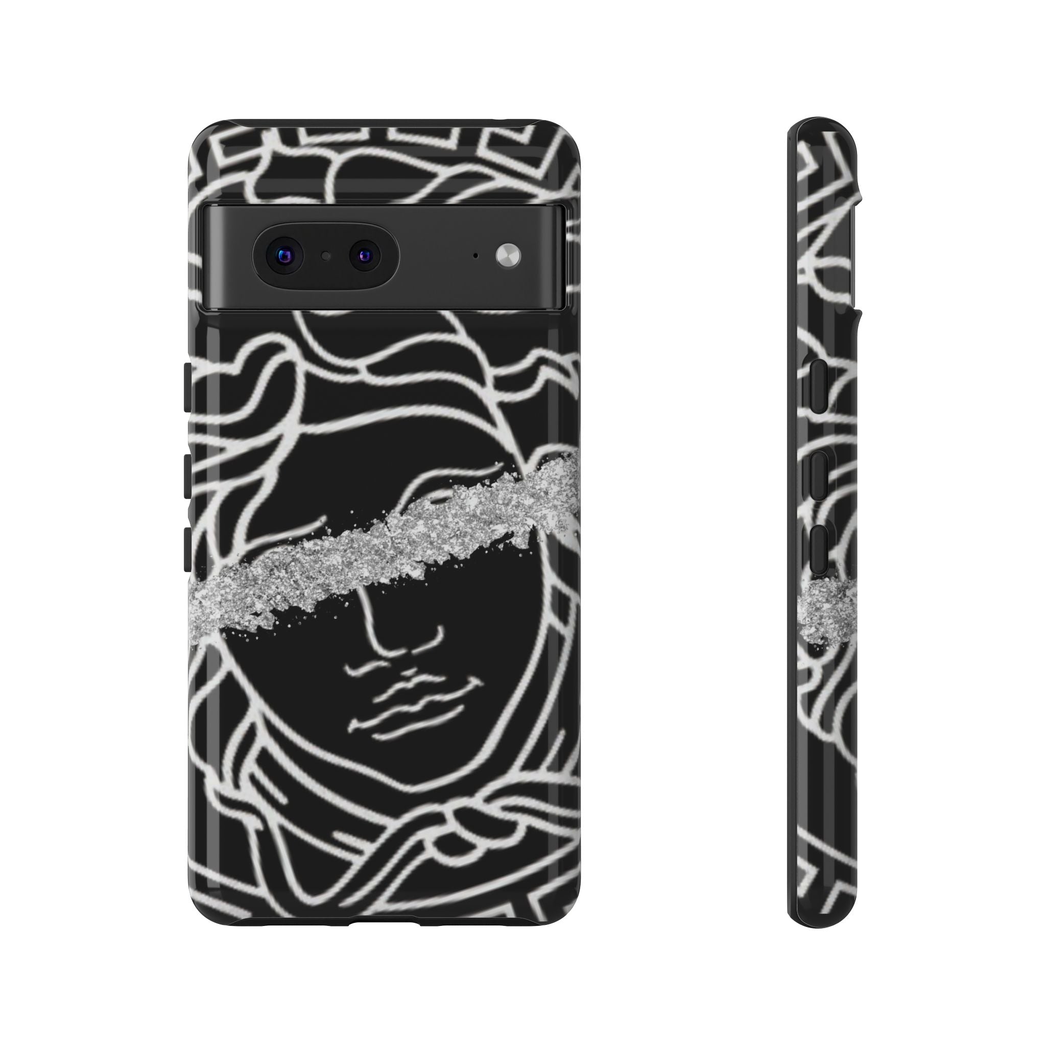 Luxury Medusa Head Tough Black and Silver Phone Case