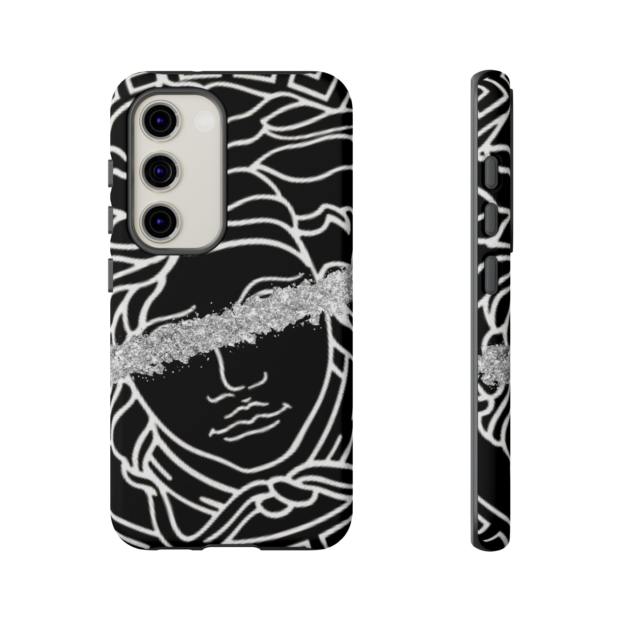 Luxury Medusa Head Tough Black and Silver Phone Case