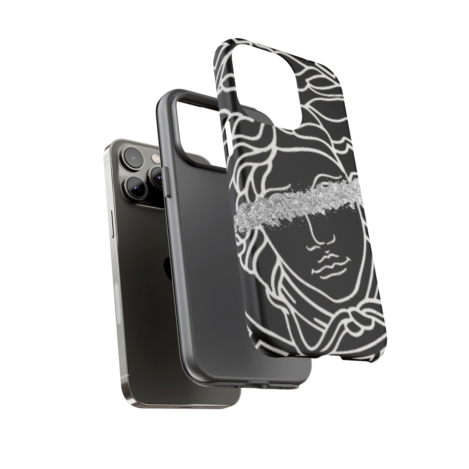 Luxury Medusa Head Tough Black and Silver Phone Case