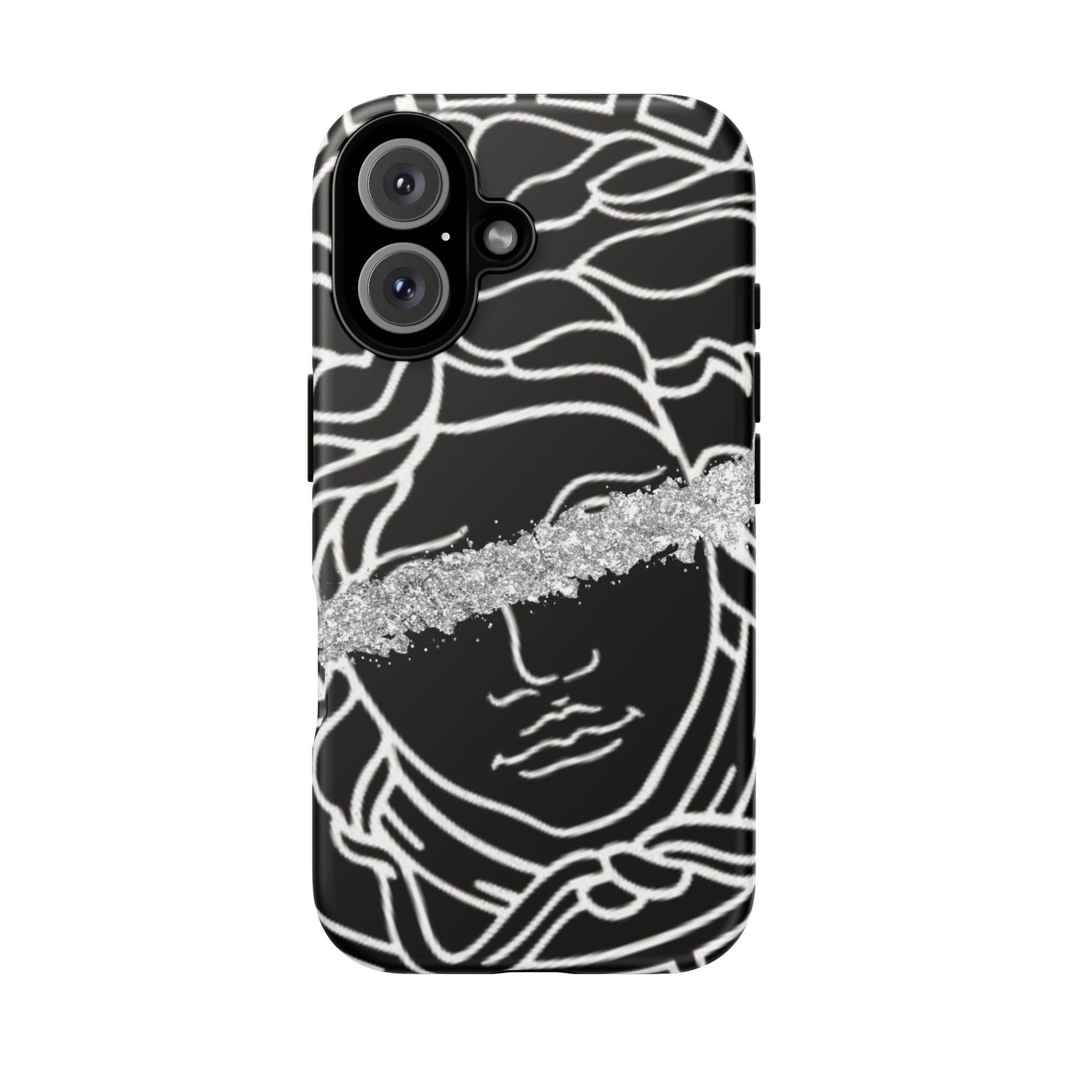 Luxury Medusa Head Tough Black and Silver Phone Case