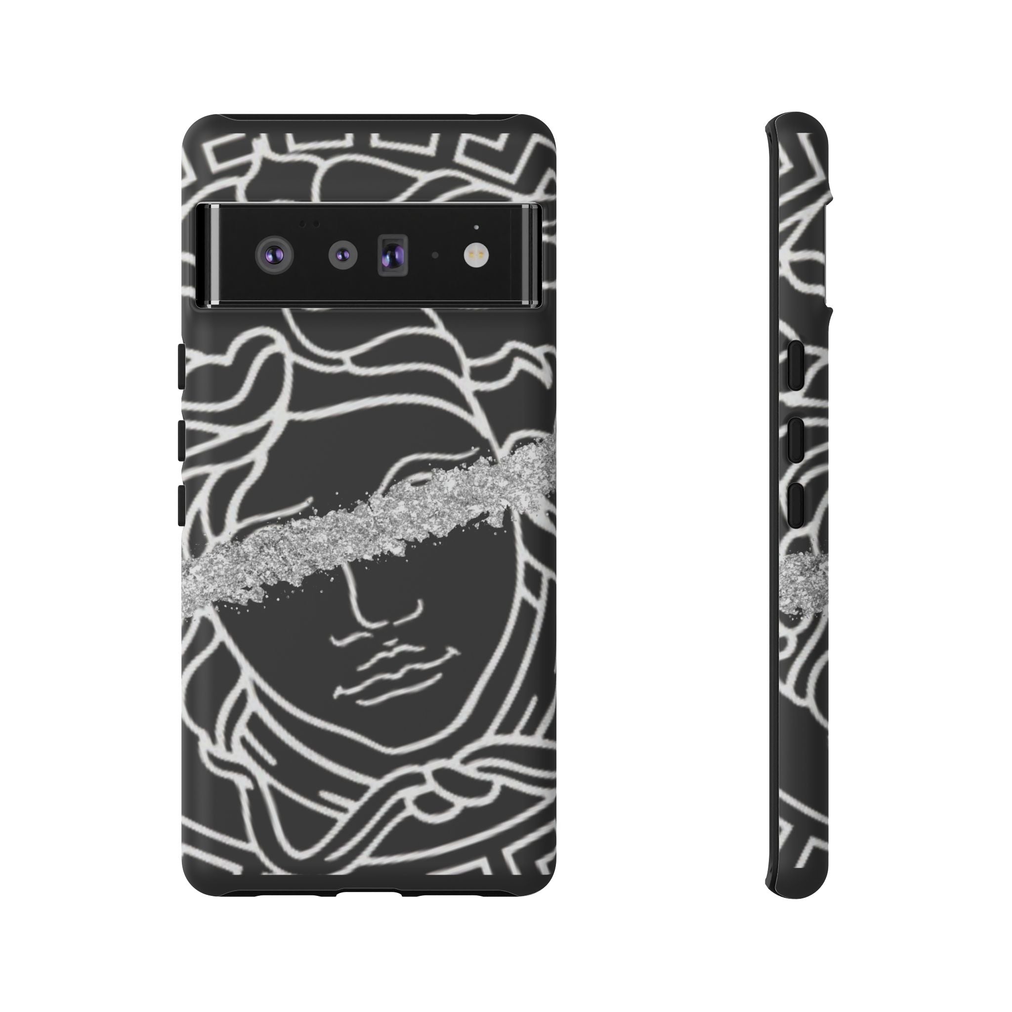 Luxury Medusa Head Tough Black and Silver Phone Case