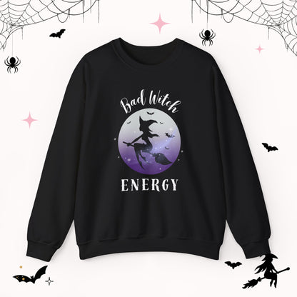 Bad Witch Energy Crewneck Sweatshirt | Cozy and Trendy Womens Pullover for Spooky Season Vibes