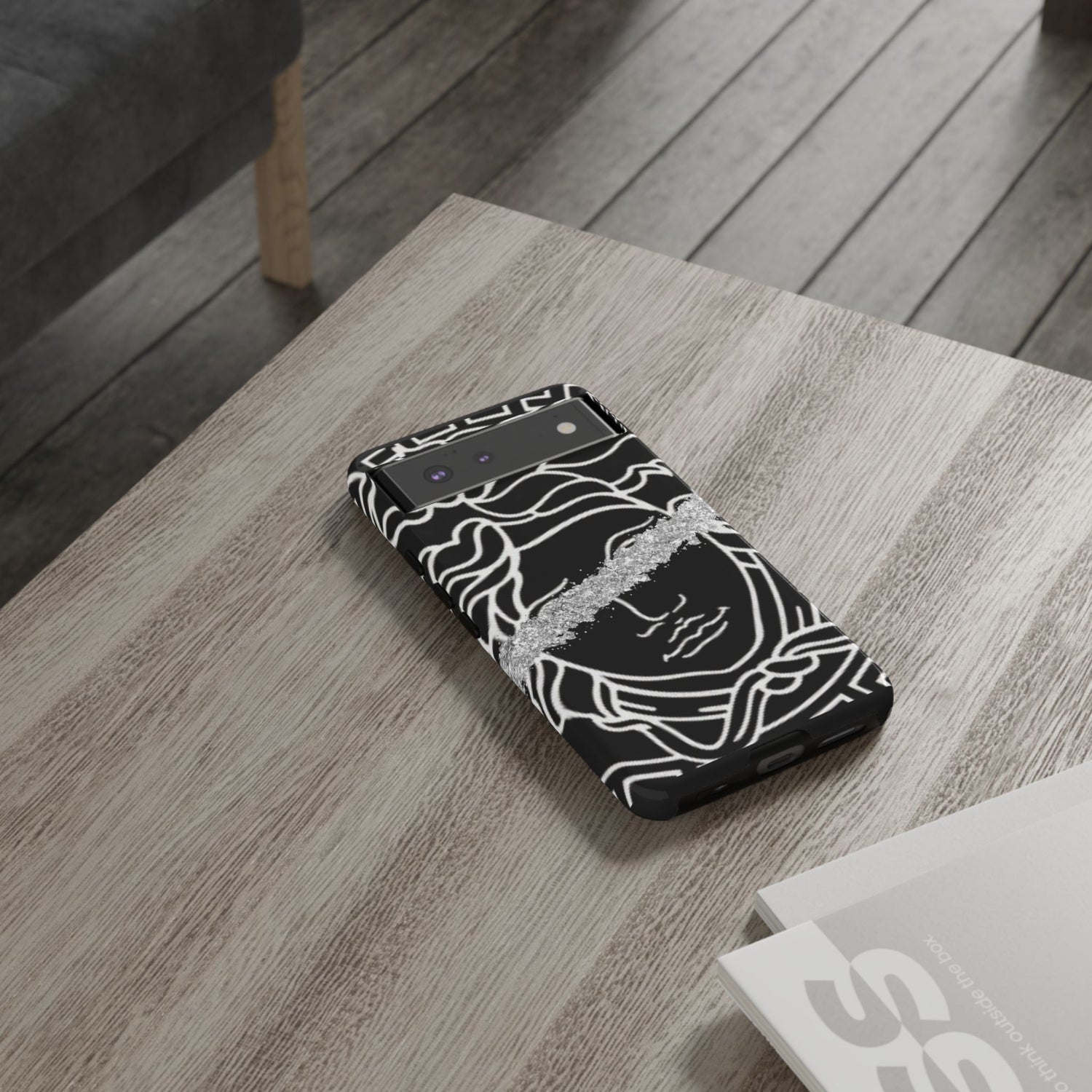 Luxury Medusa Head Tough Black and Silver Phone Case