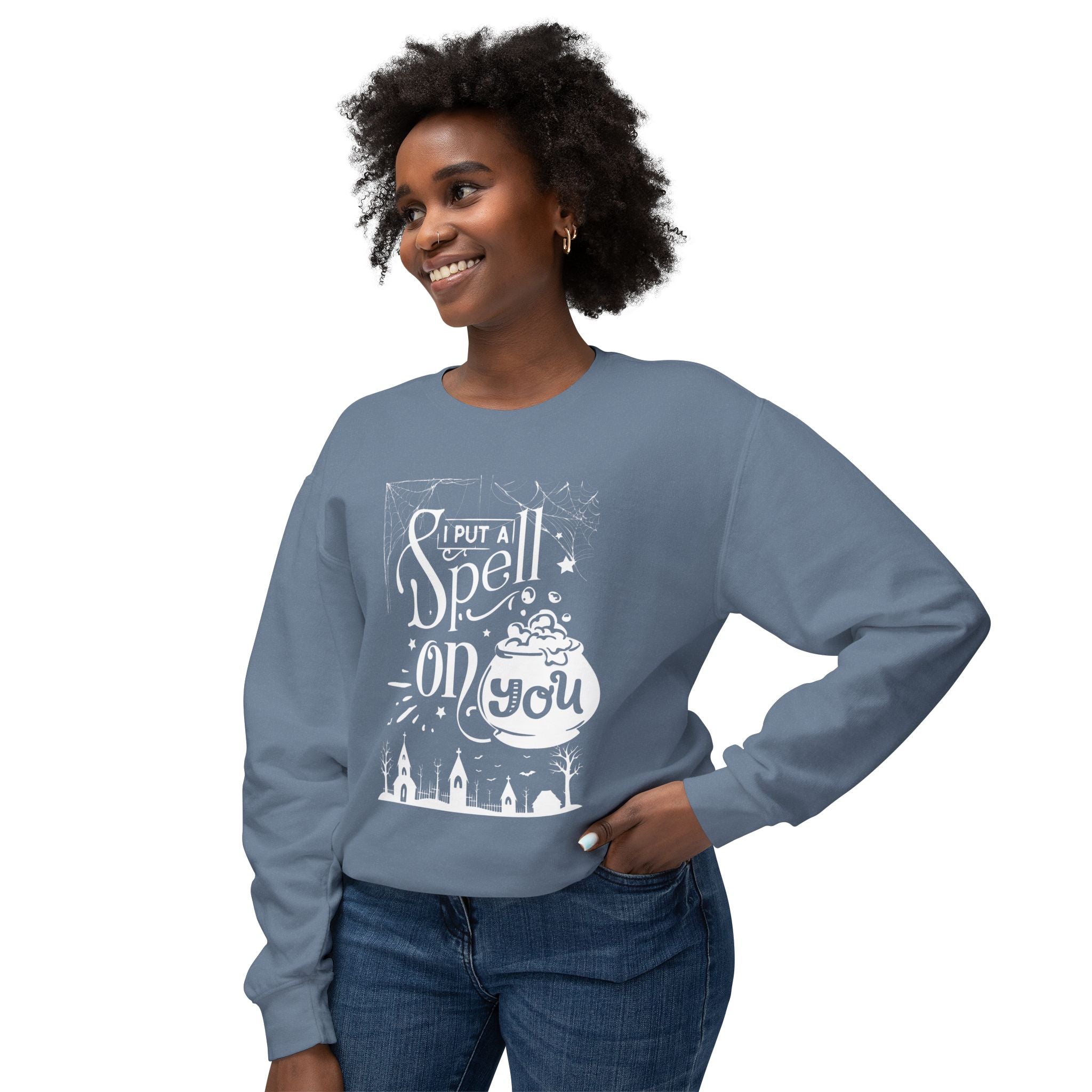 I Put a Spell on You Halloween Crewneck Sweatshirt | Spooky &amp; Cozy Halloween Apparel