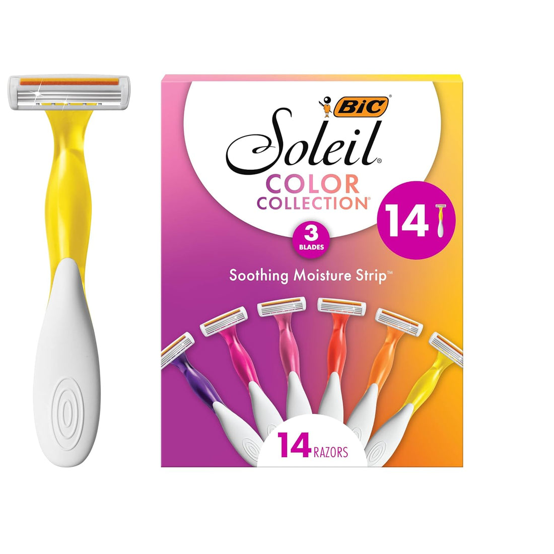 Soleil Smooth 3-Blade Razors for Women – 14 Pack