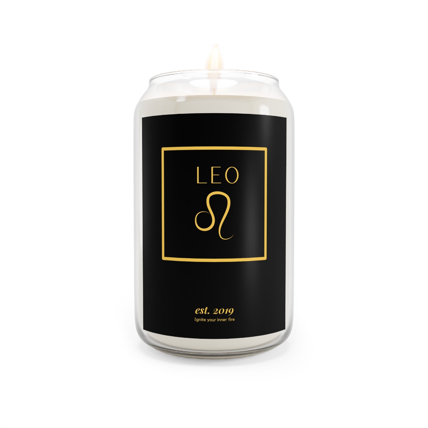 Leo Zodiac Candle Bold Leo Symbol Design Hand Poured Scented Candle Warm and Inviting Aroma Perfect Gift for Leos