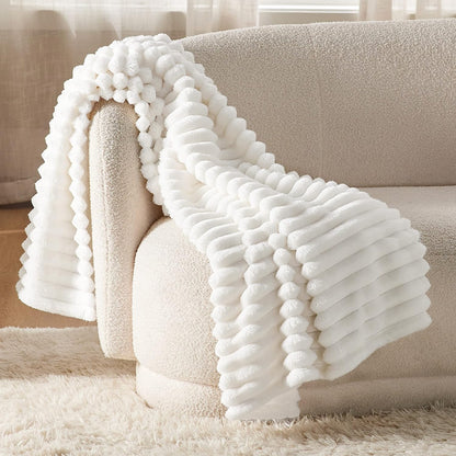 White Fleece Throw Blanket for Couch