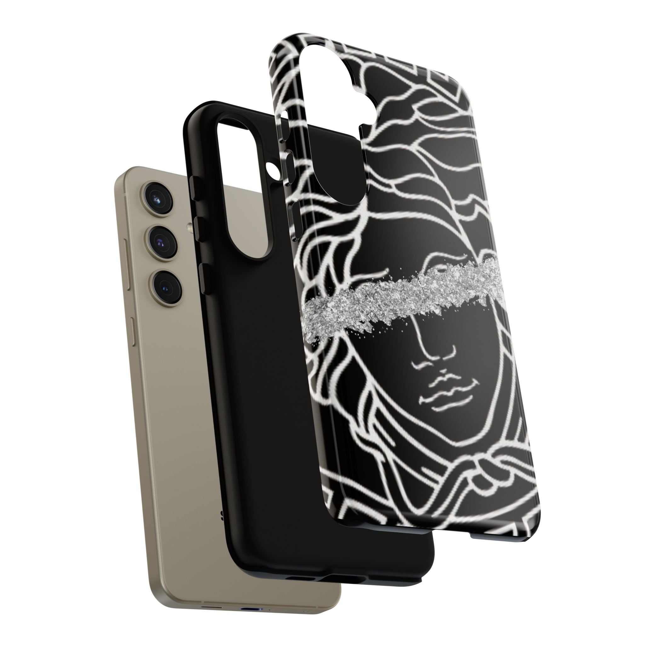 Luxury Medusa Head Tough Black and Silver Phone Case