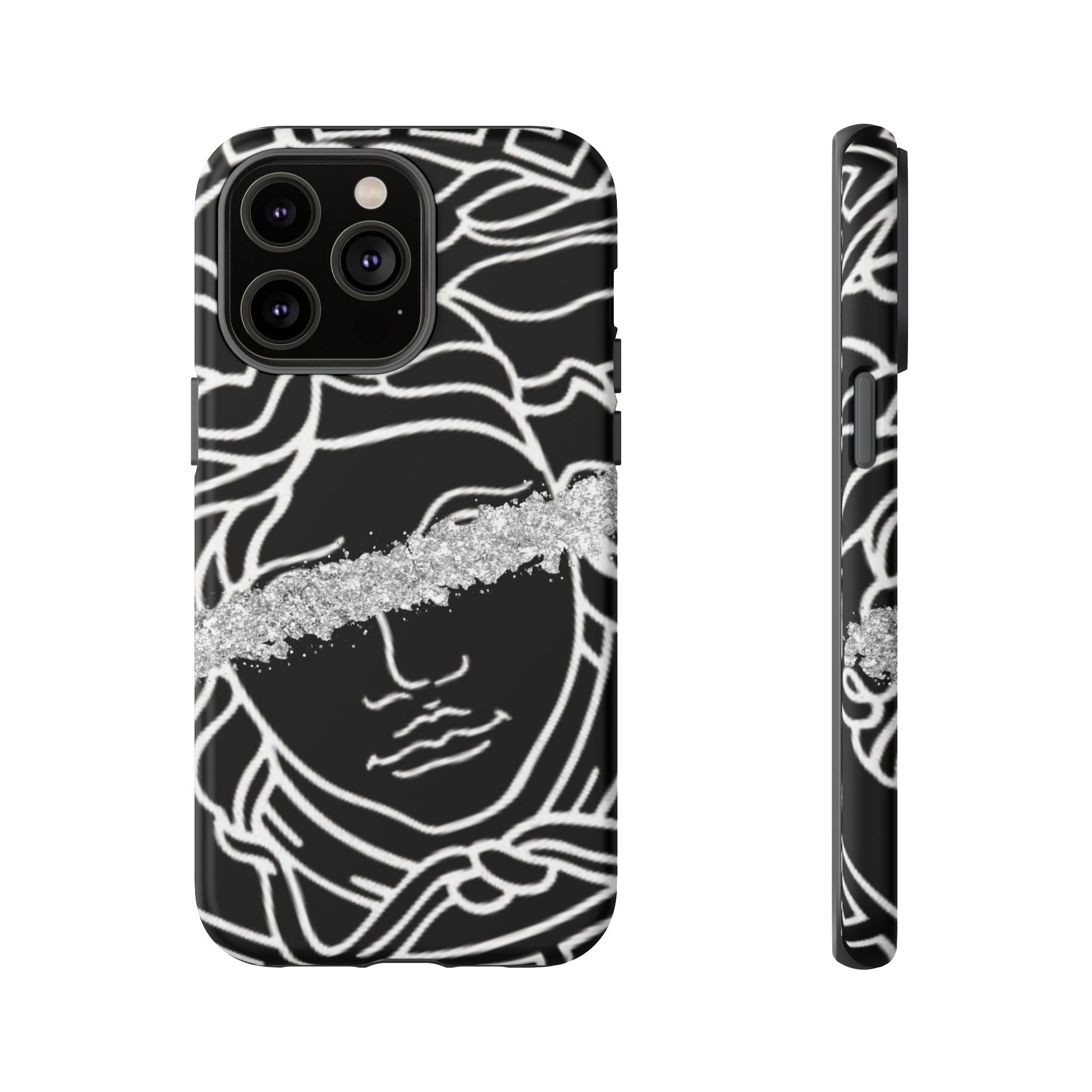 Luxury Medusa Head Tough Black and Silver Phone Case