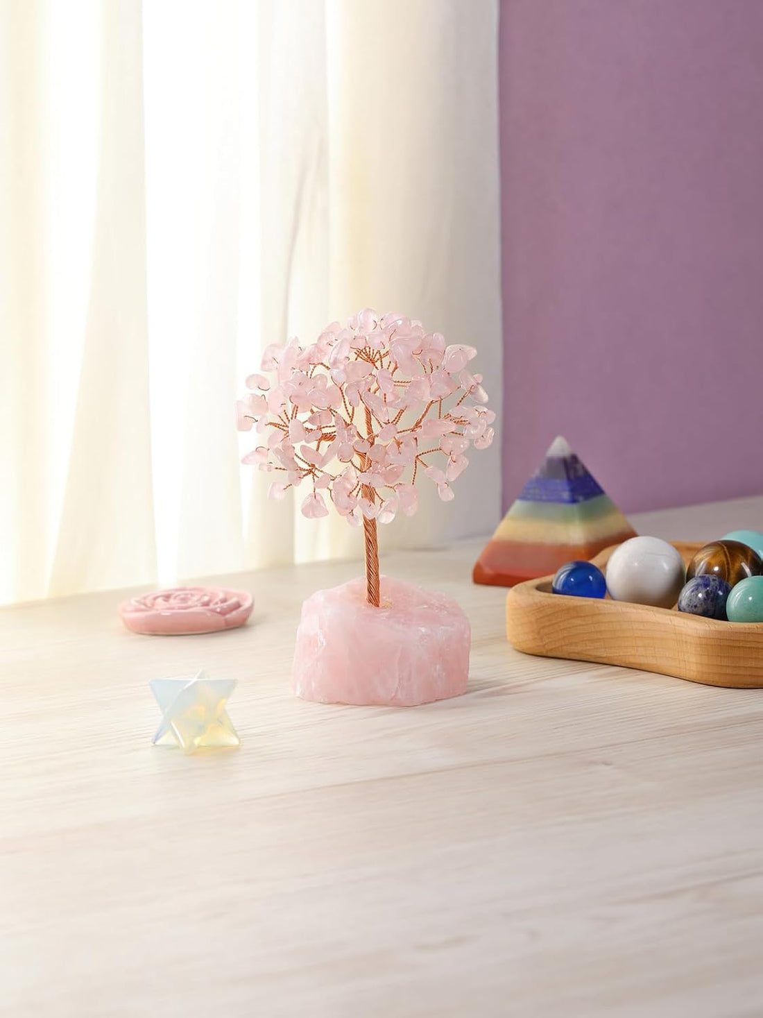 Rose Quartz Crystal Money Tree Decor