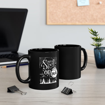 I Put a Spell on You Halloween Black Coffee Mug - Spooky Chic Drinkware - Perfect Fall Beverage Accessory