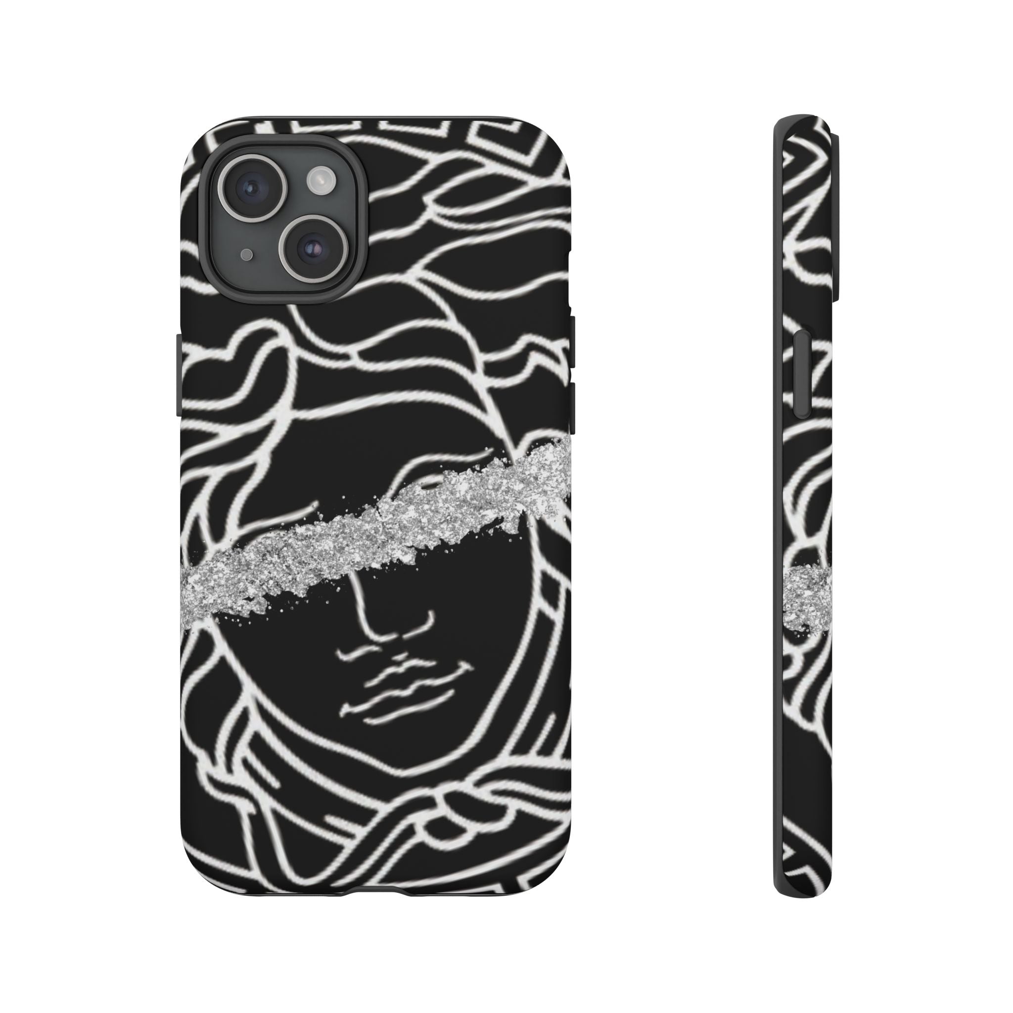 Luxury Medusa Head Tough Black and Silver Phone Case