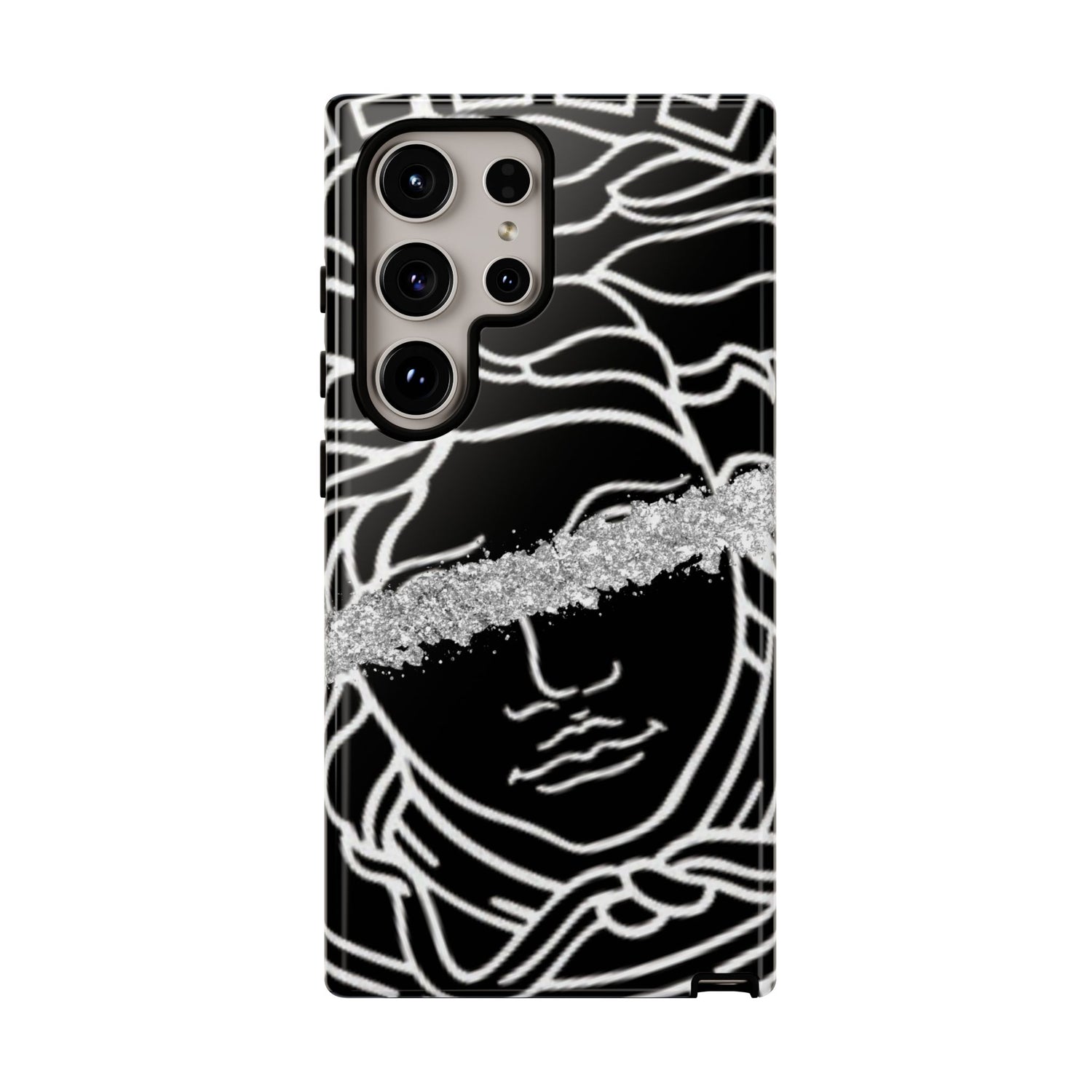 Luxury Medusa Head Tough Black and Silver Phone Case