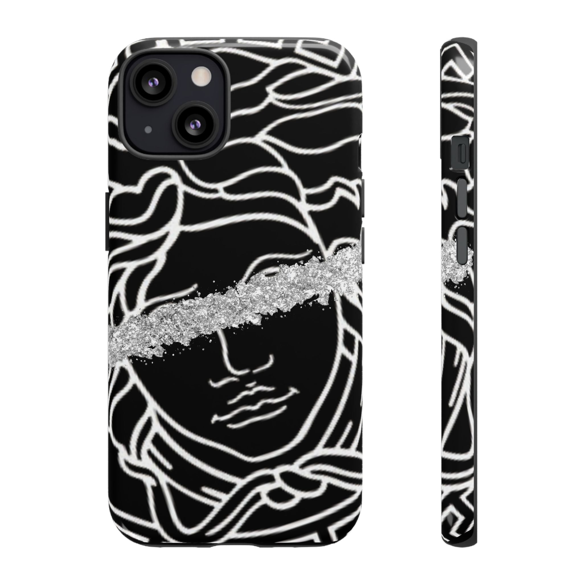 Luxury Medusa Head Tough Black and Silver Phone Case