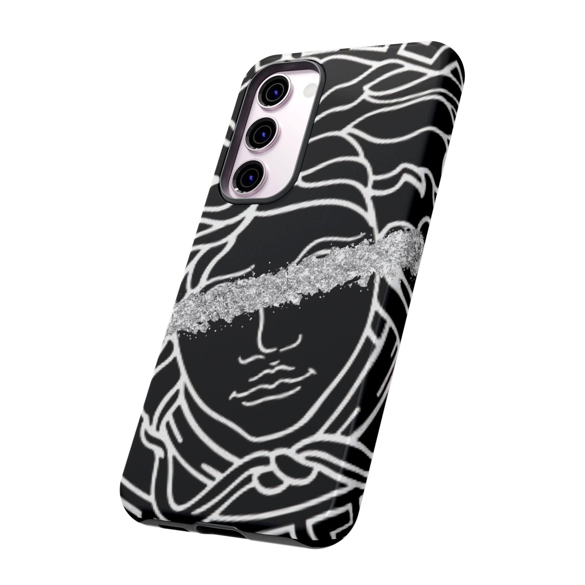 Luxury Medusa Head Tough Black and Silver Phone Case