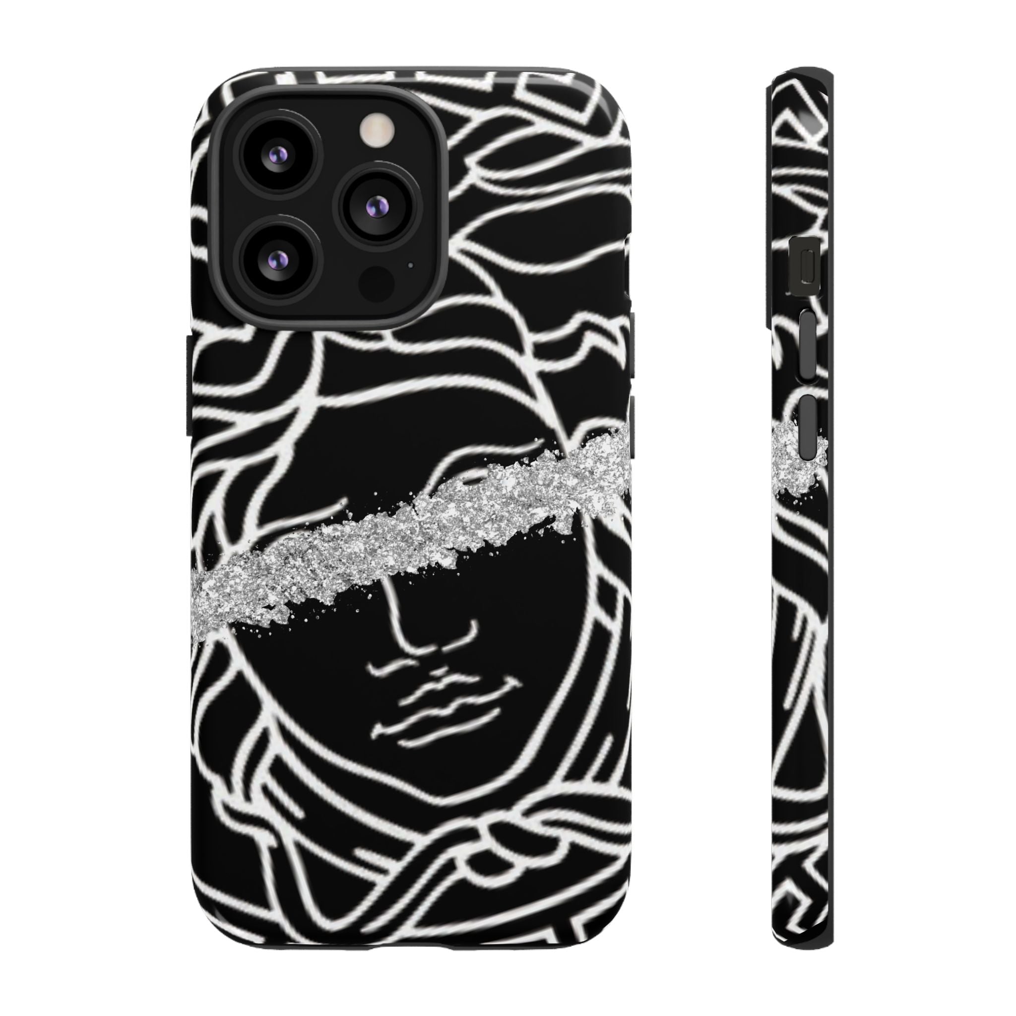 Luxury Medusa Head Tough Black and Silver Phone Case