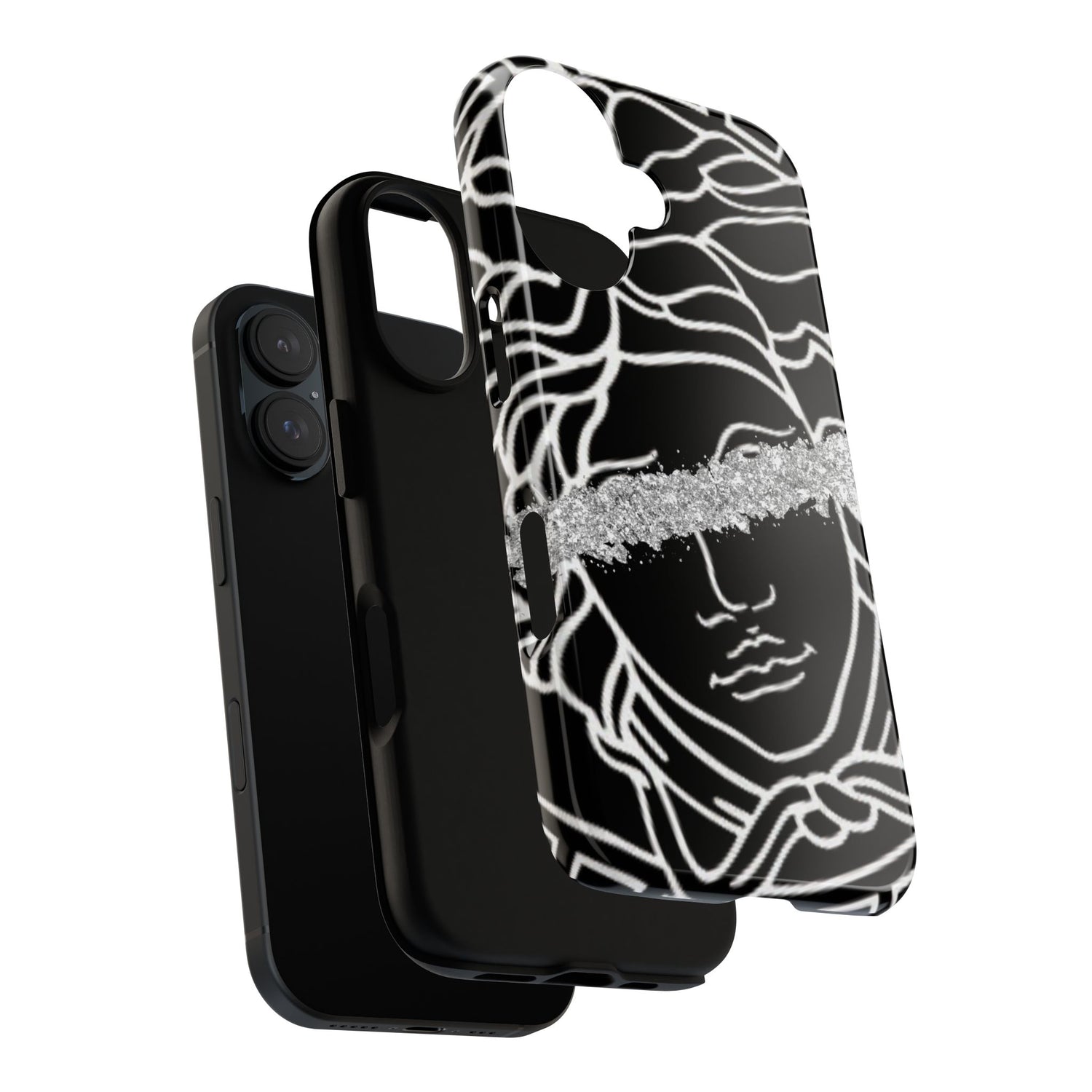 Luxury Medusa Head Tough Black and Silver Phone Case