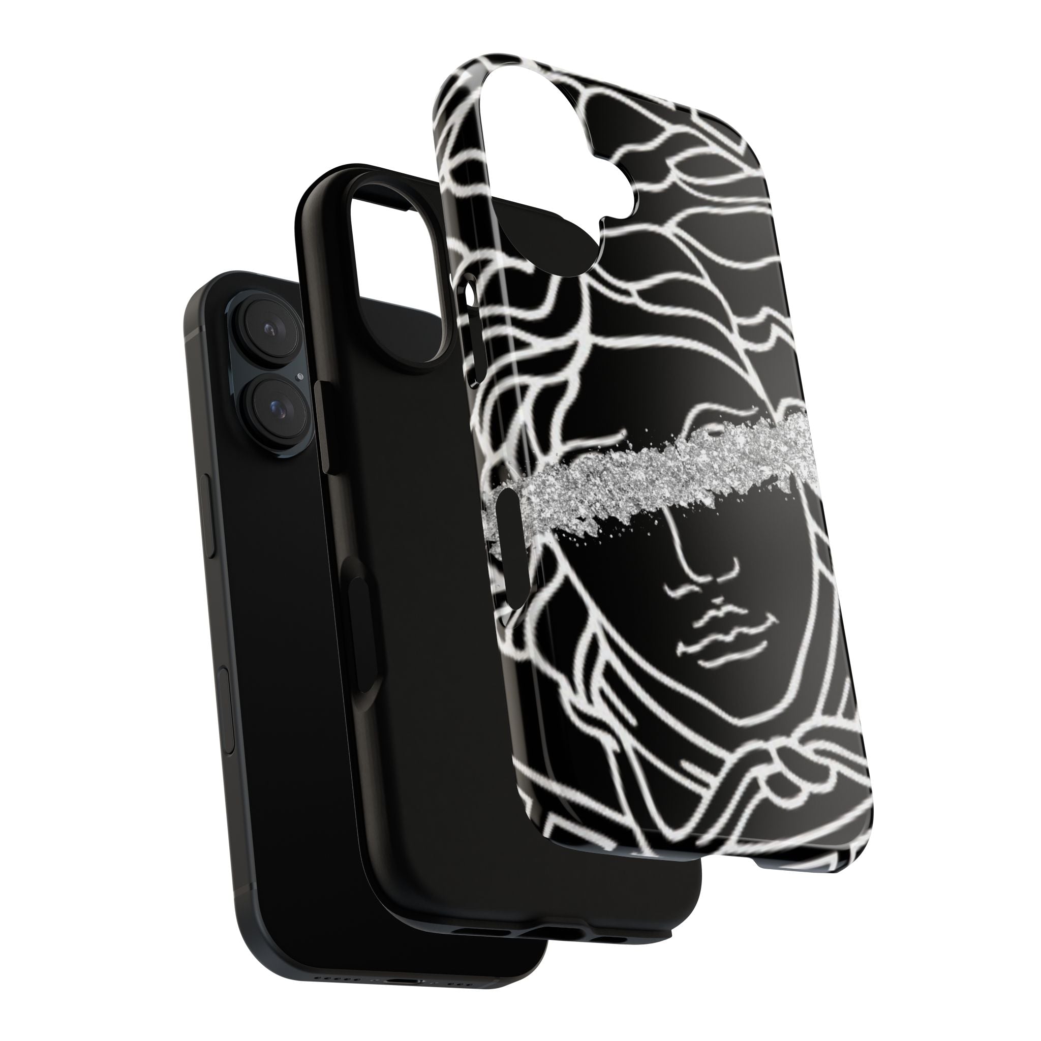 Luxury Medusa Head Tough Black and Silver Phone Case