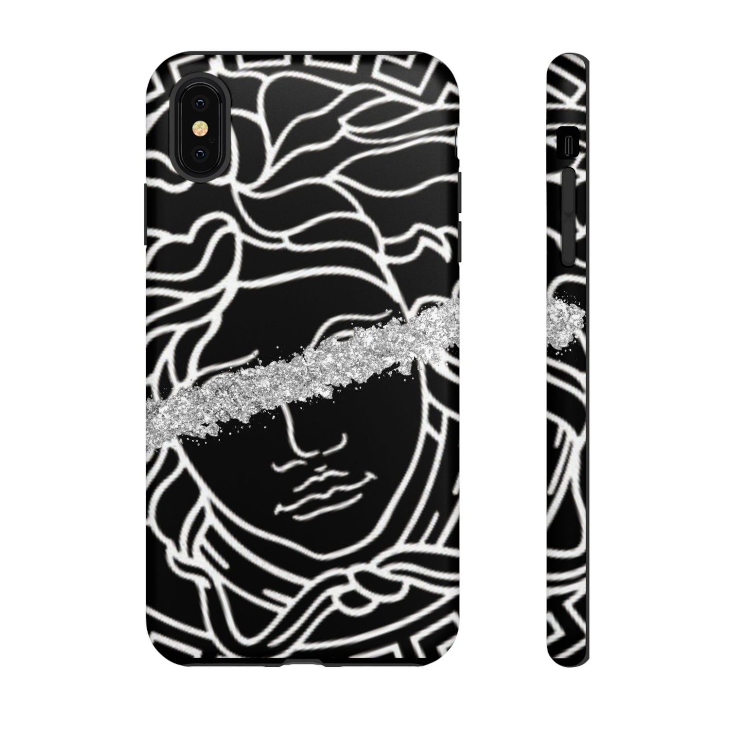 Luxury Medusa Head Tough Black and Silver Phone Case