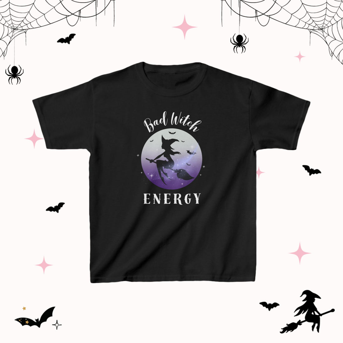 Bad Witch Energy Kids TShirt | Fun Spooky Season Tee for Little Witches