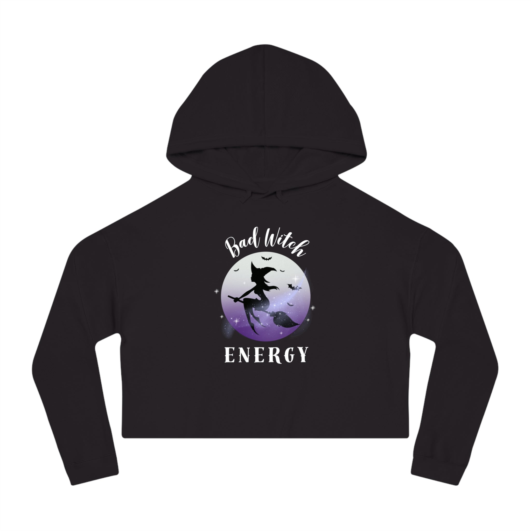 Bad Witch Energy Crop Top Hoodie | Trendy Spooky Season Hoodie for Witchy Vibes